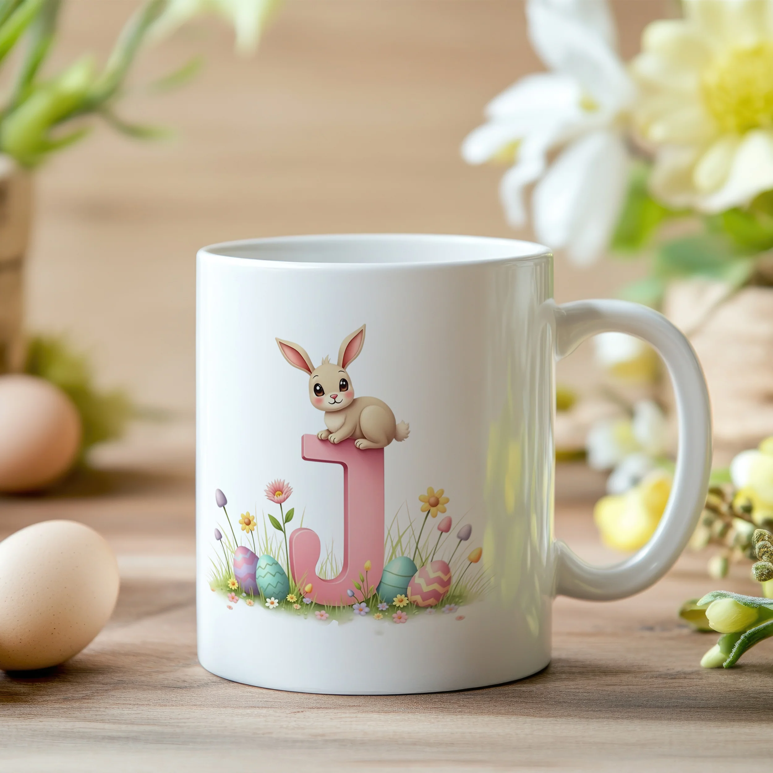Tasse Hase mit Buchstaben J - Image 2