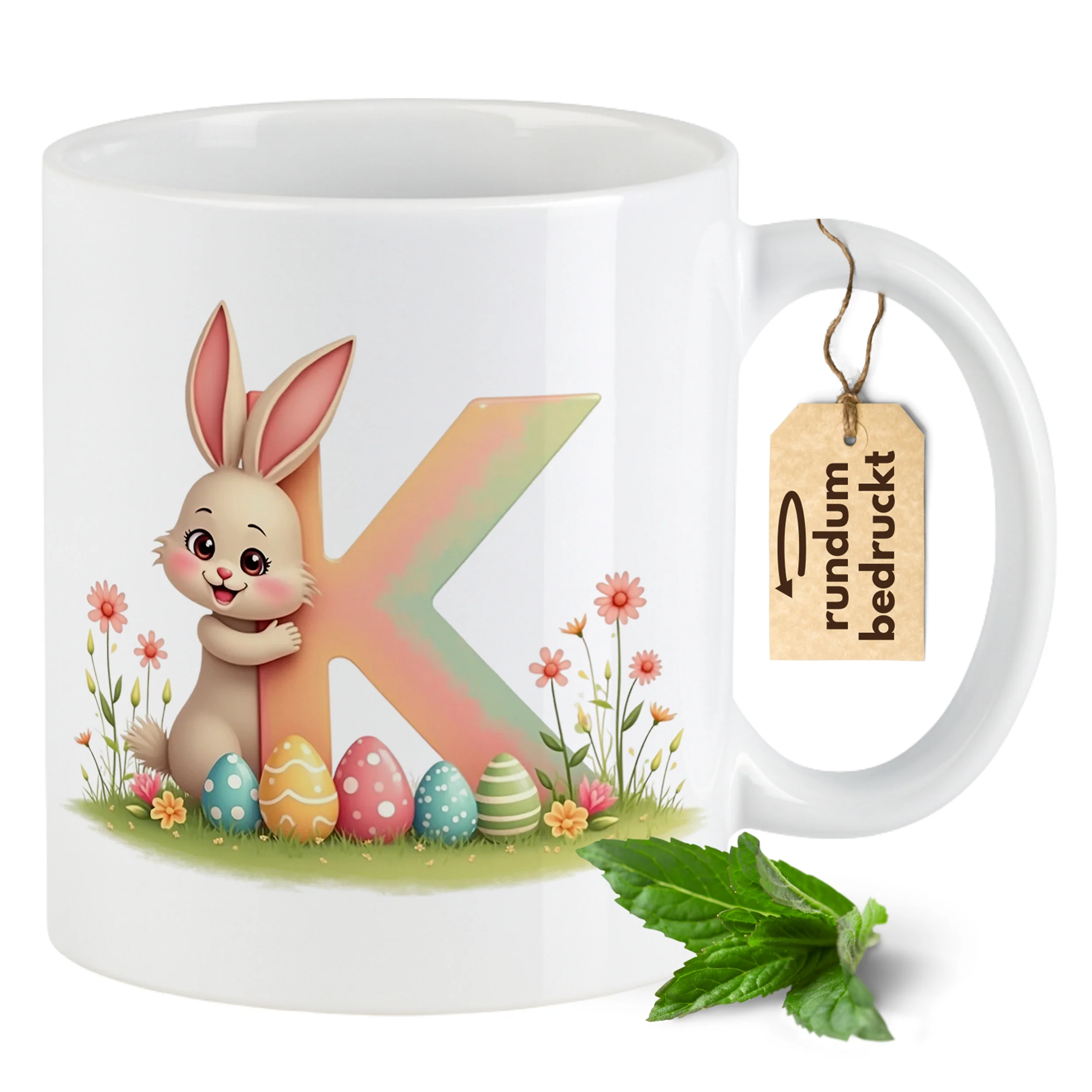 Tasse Hase mit Buchstaben K