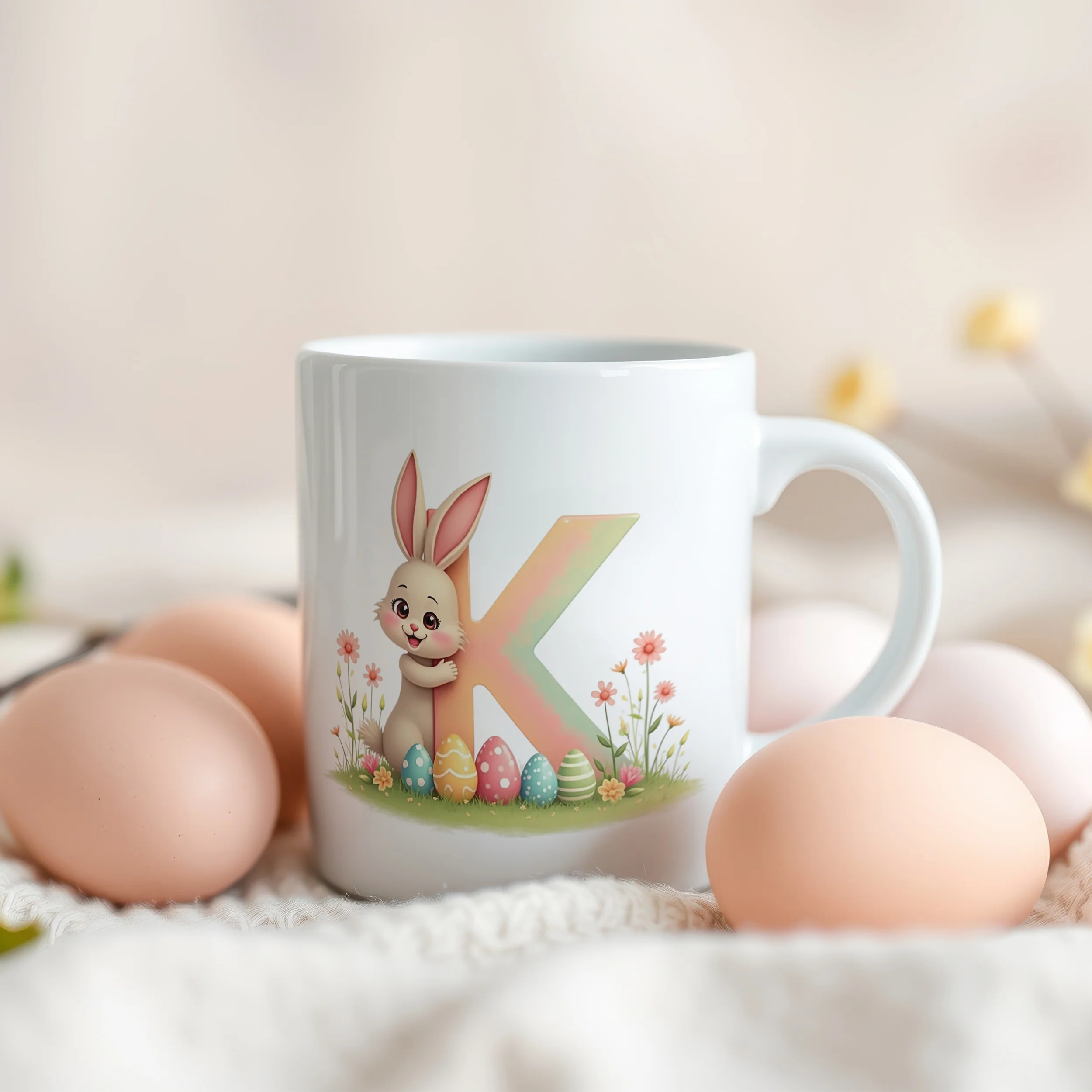 Tasse Hase mit Buchstaben K - Image 3