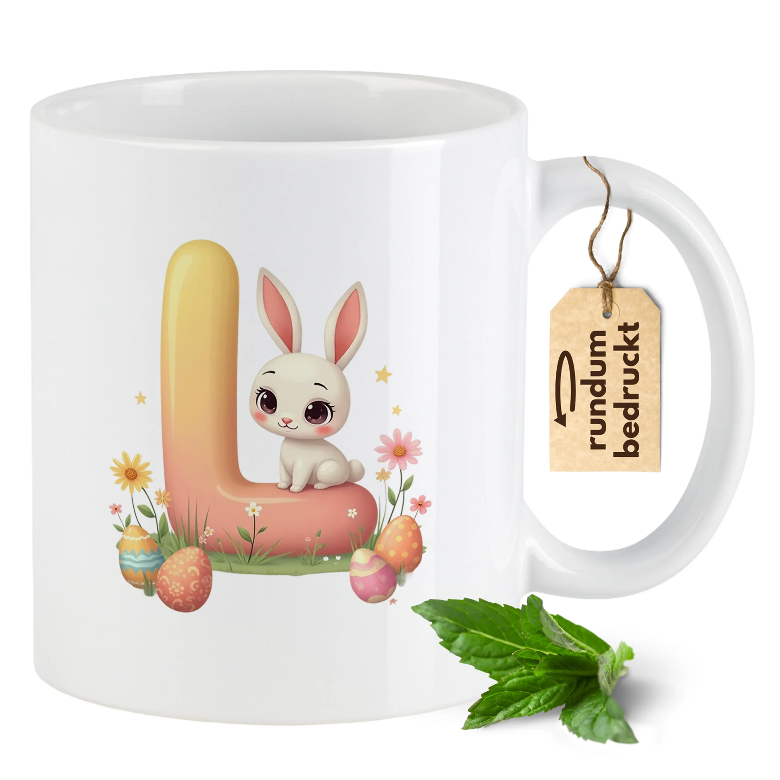 Tasse Hase mit Buchstaben L