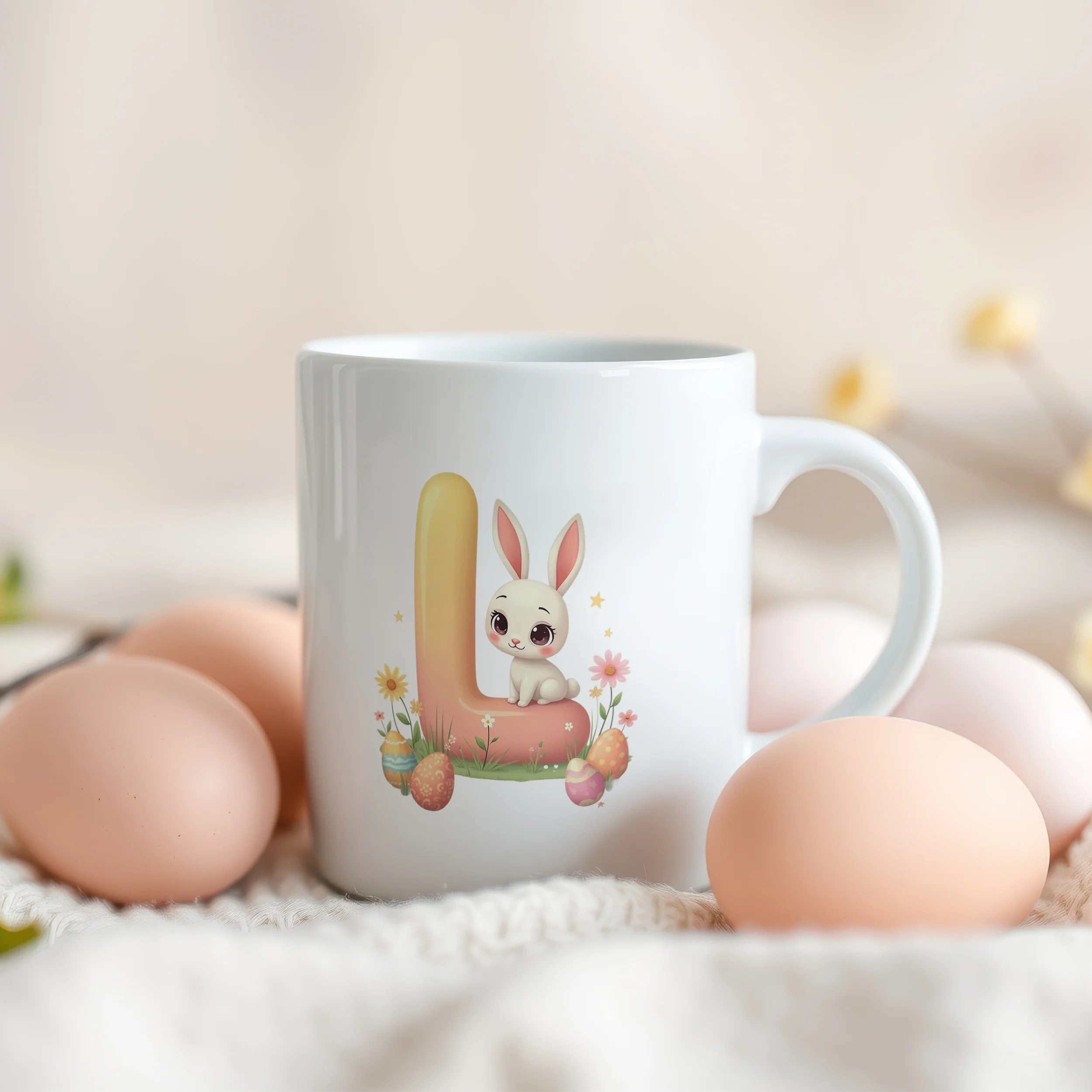 Tasse Hase mit Buchstaben L - Image 3