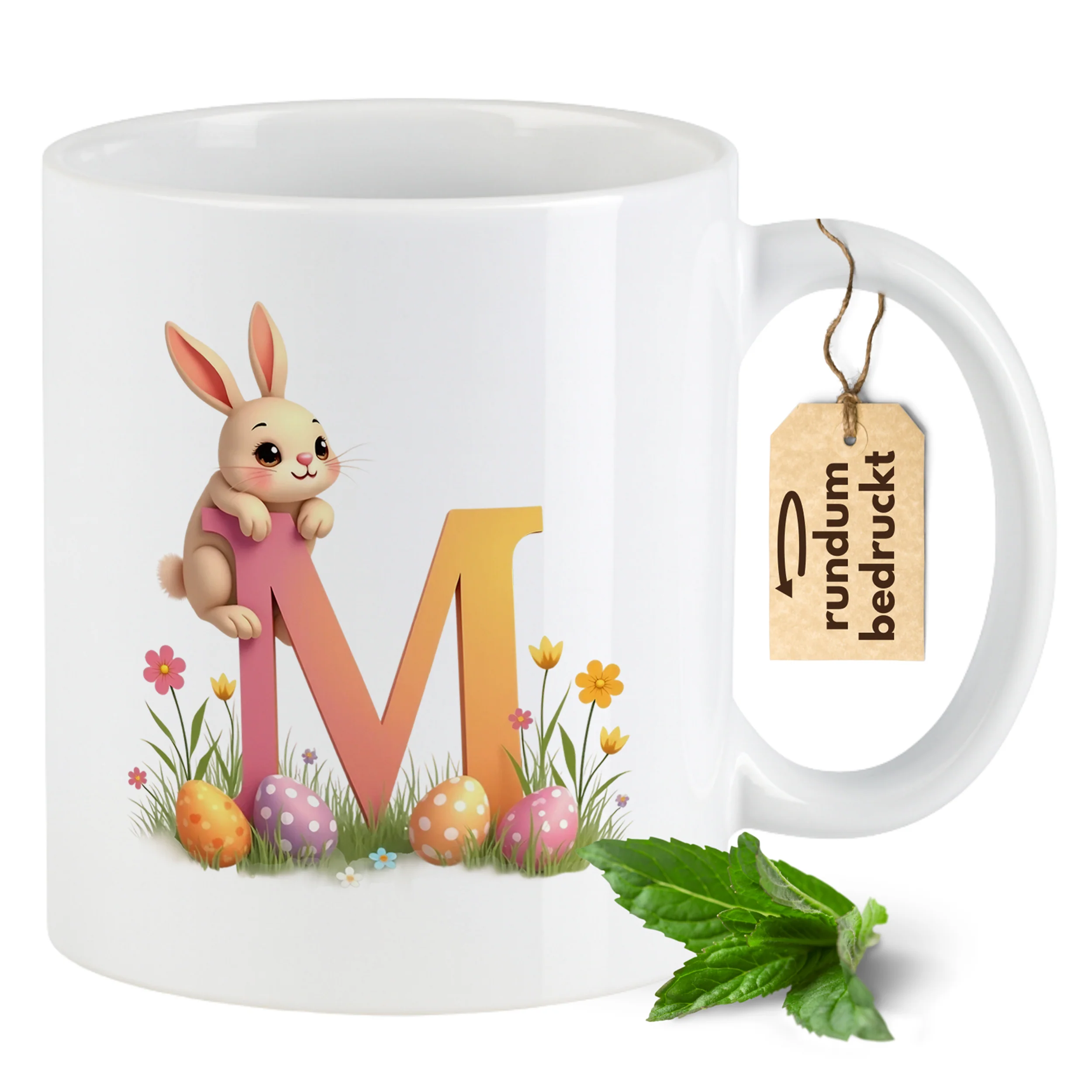 Tasse Hase mit Buchstaben M