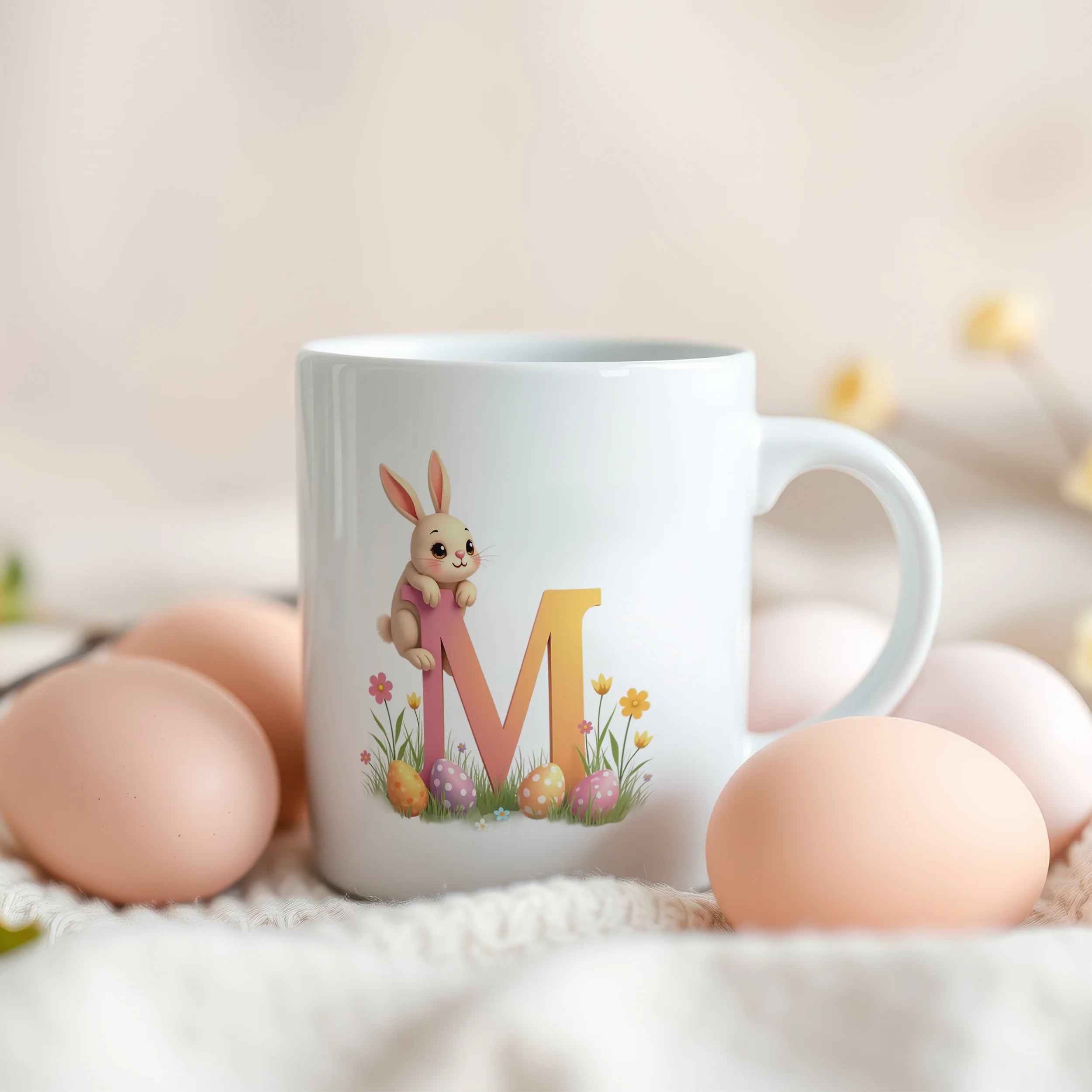 Tasse Hase mit Buchstaben M - Image 3