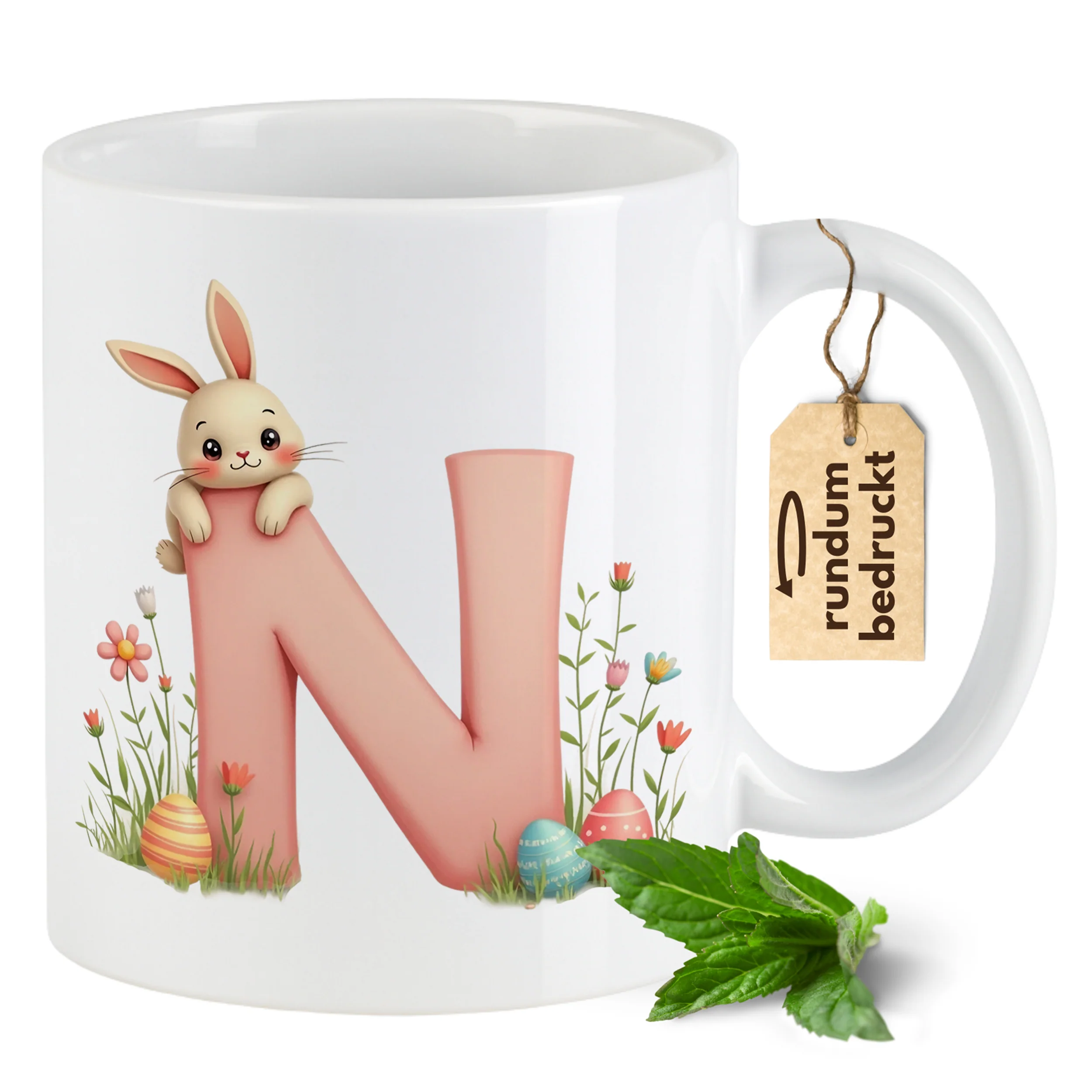 Tasse Hase mit Buchstaben N