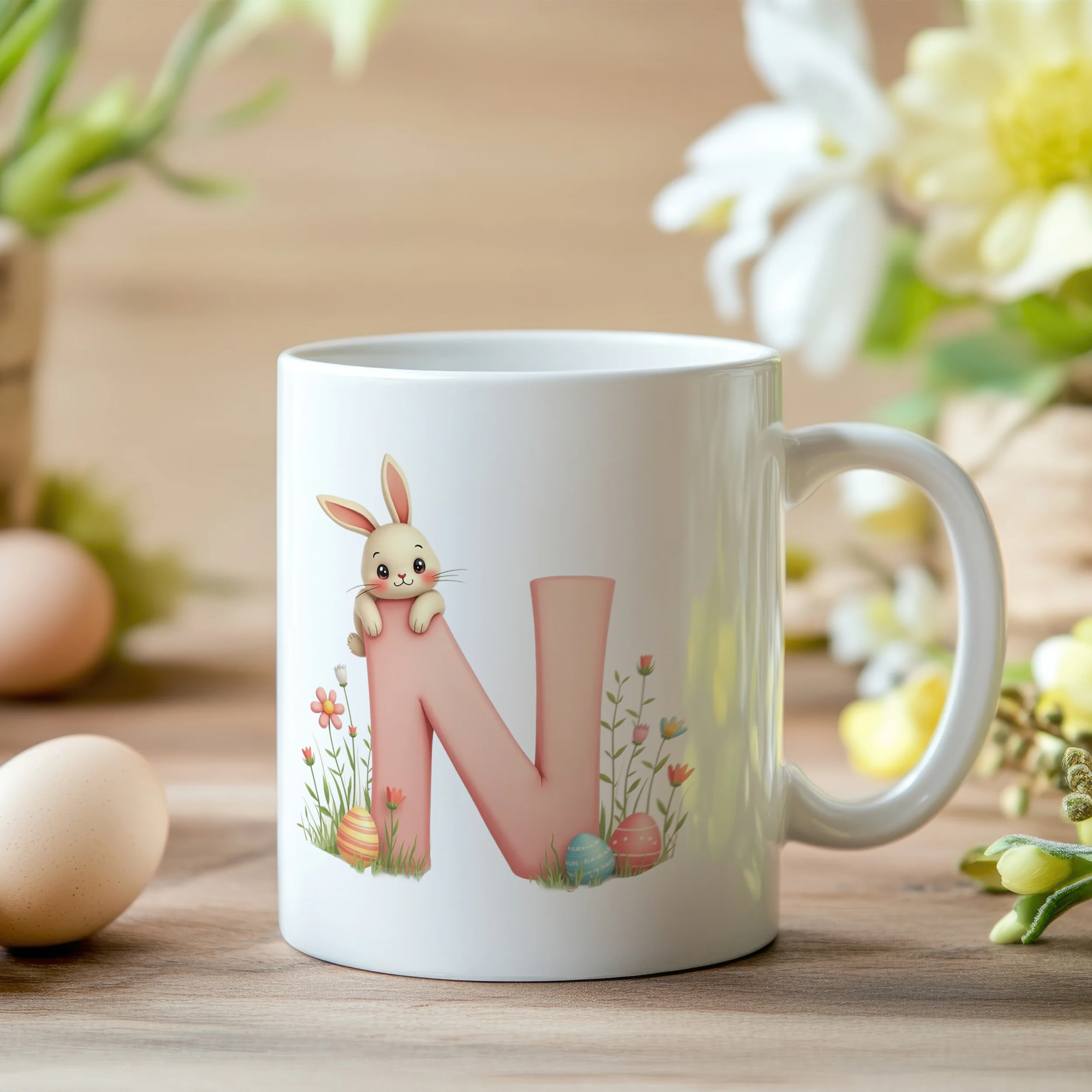 Tasse Hase mit Buchstaben N - Image 2