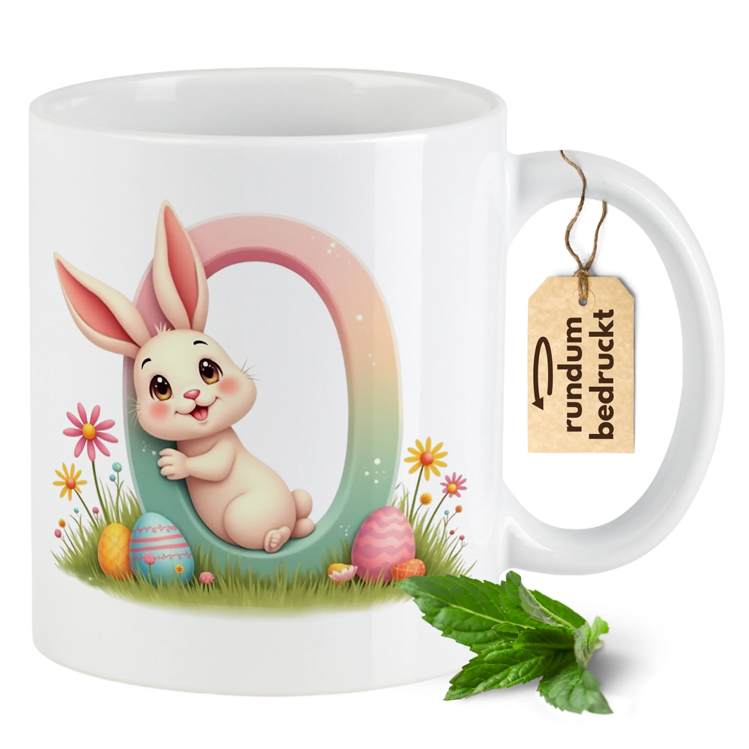 Tasse Hase mit Buchstaben O
