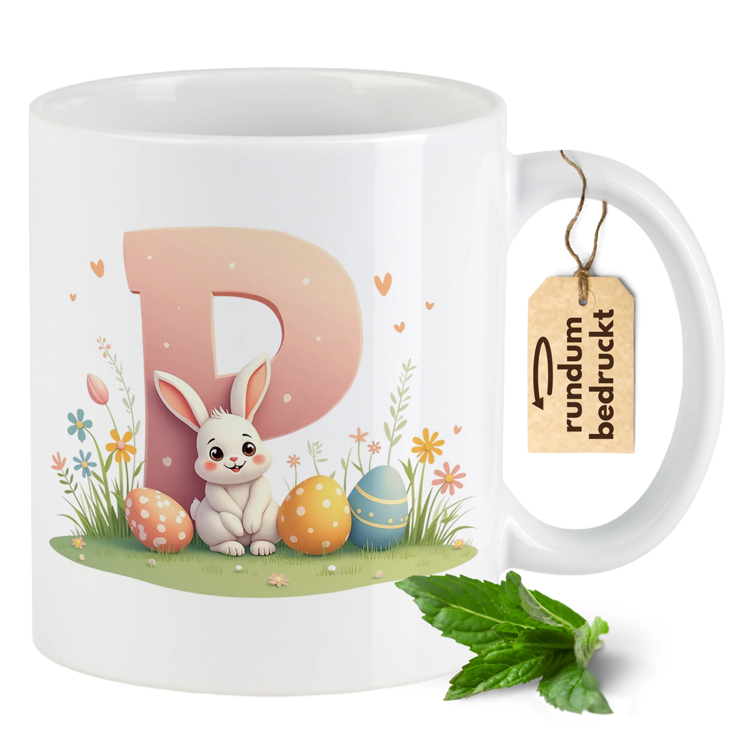 Tasse Hase mit Buchstaben P