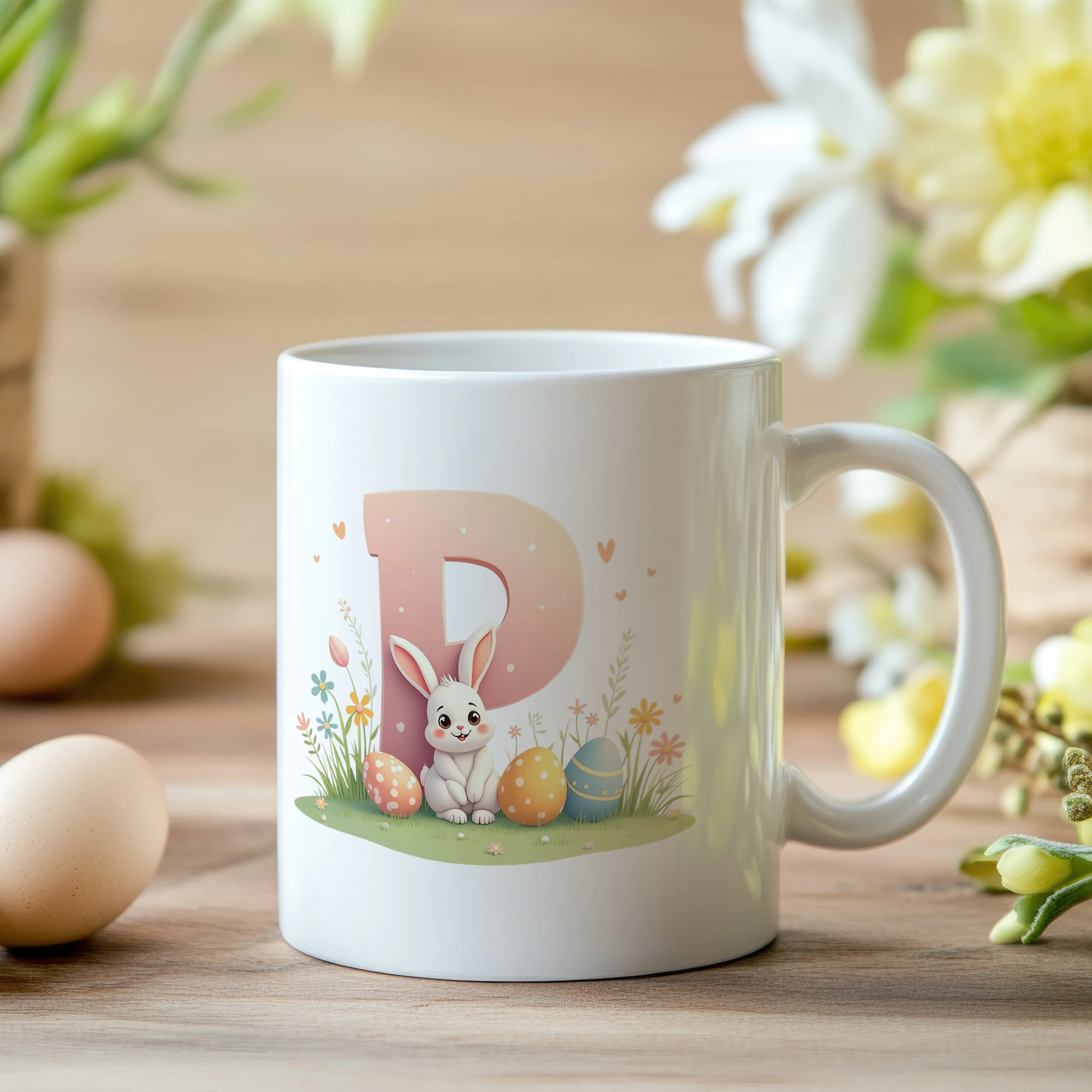 Tasse Hase mit Buchstaben P - Image 2