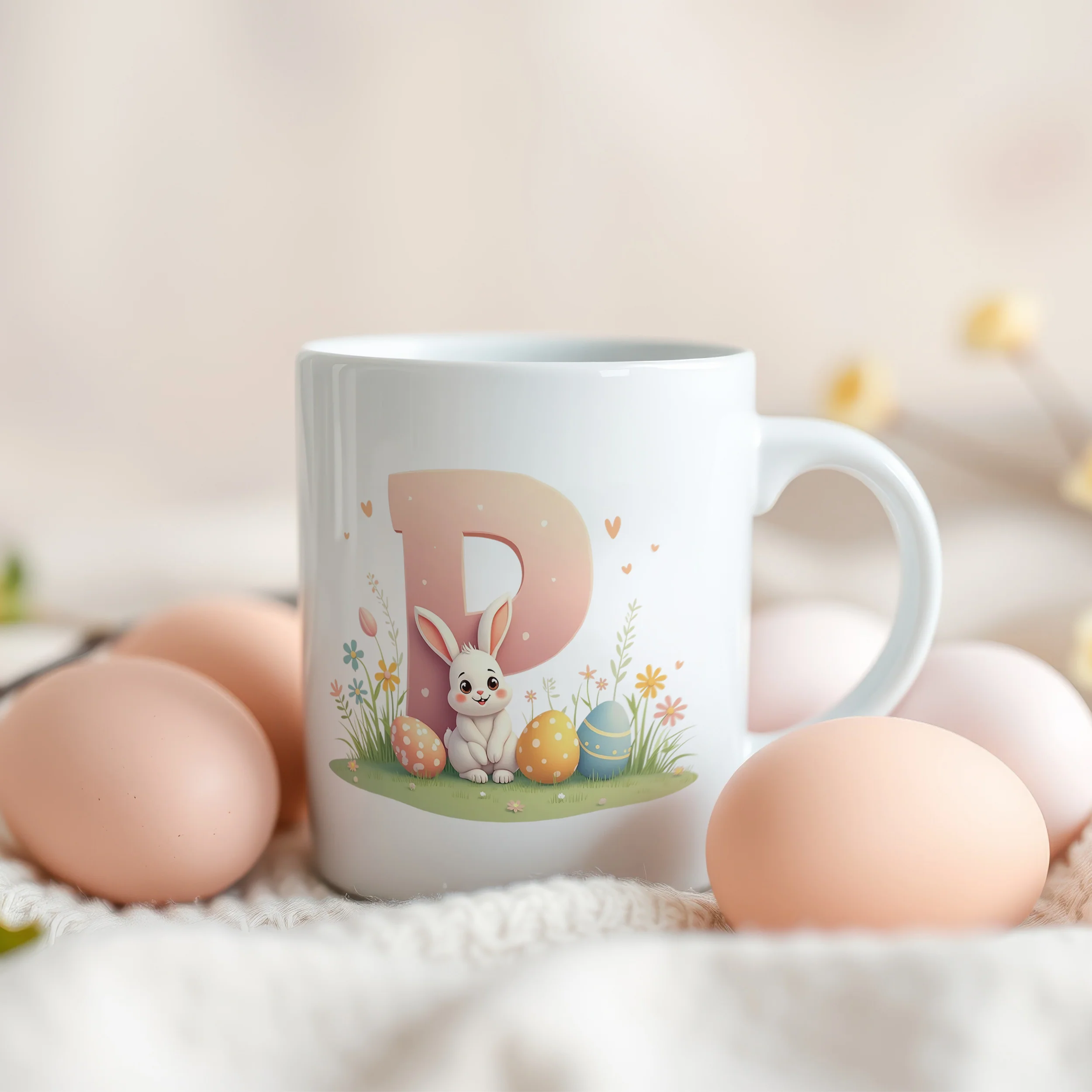 Tasse Hase mit Buchstaben P - Image 3