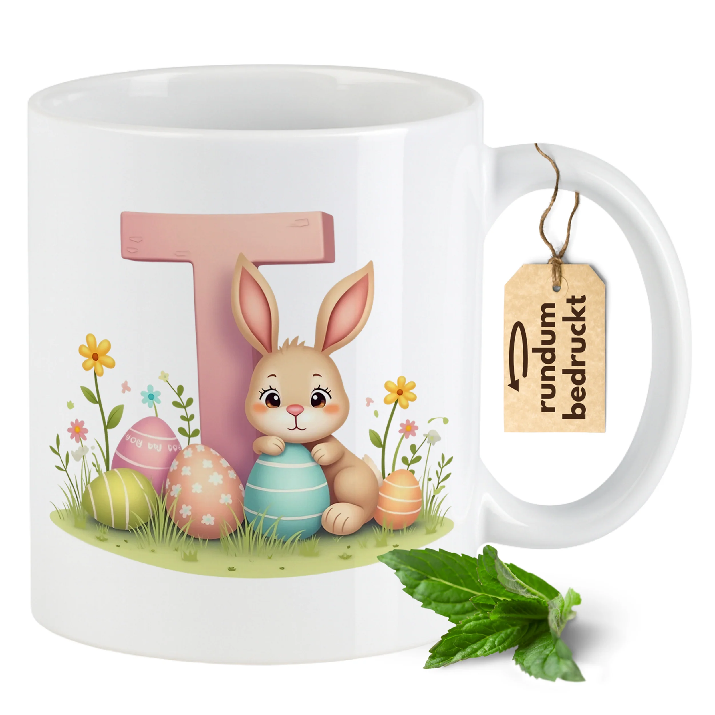 Tasse Hase mit Buchstaben T