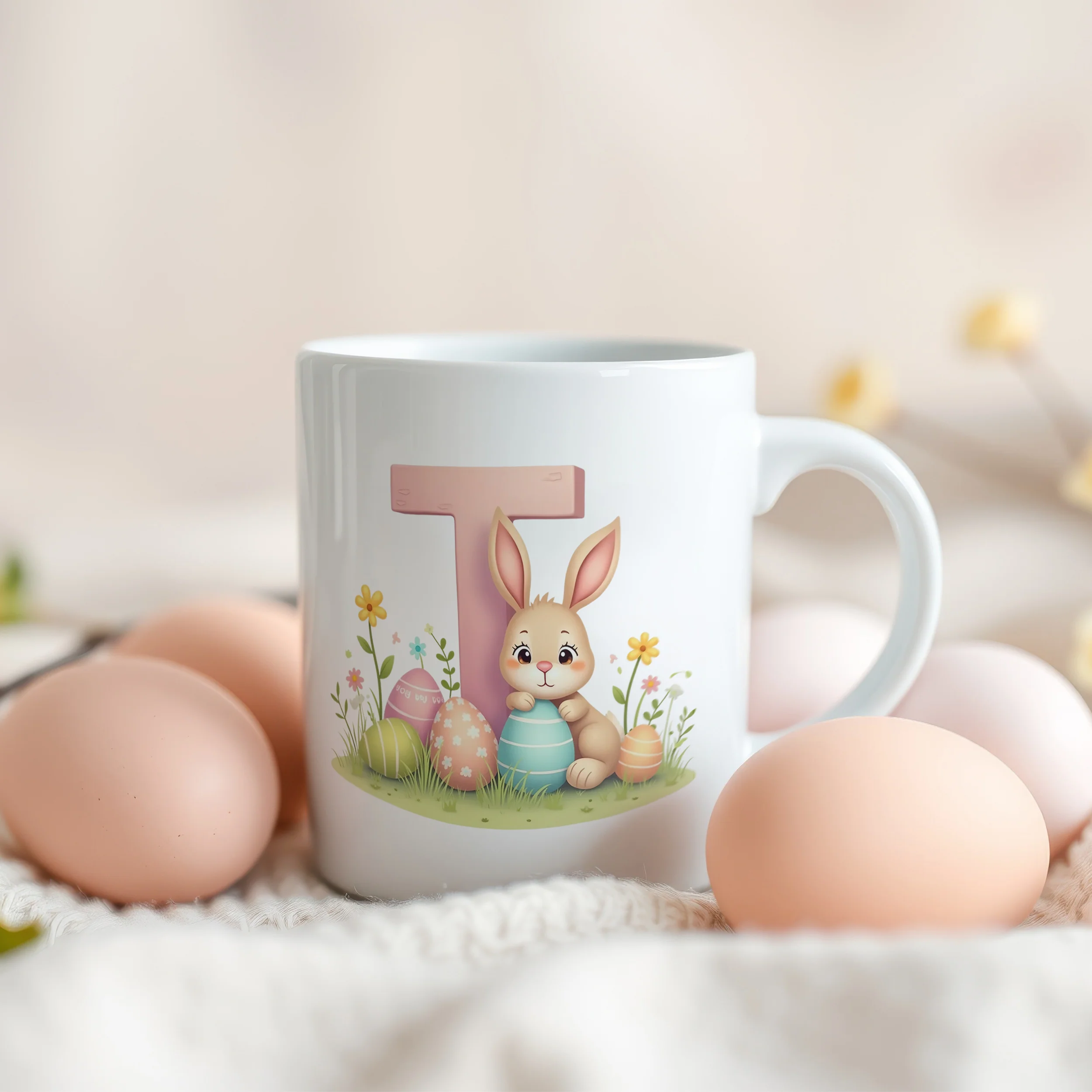 Tasse Hase mit Buchstaben T - Image 3