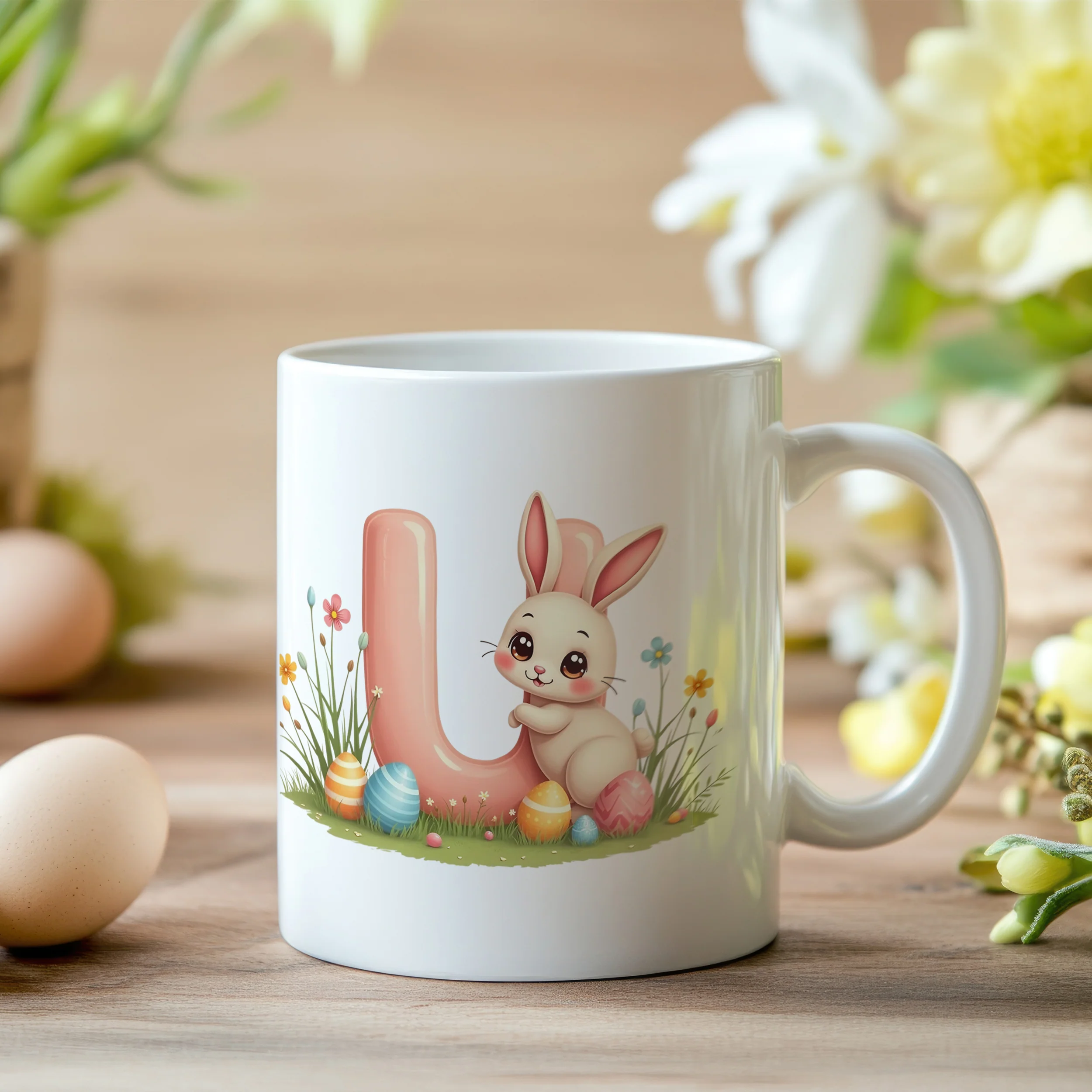 Tasse Hase mit Buchstaben U - Image 2
