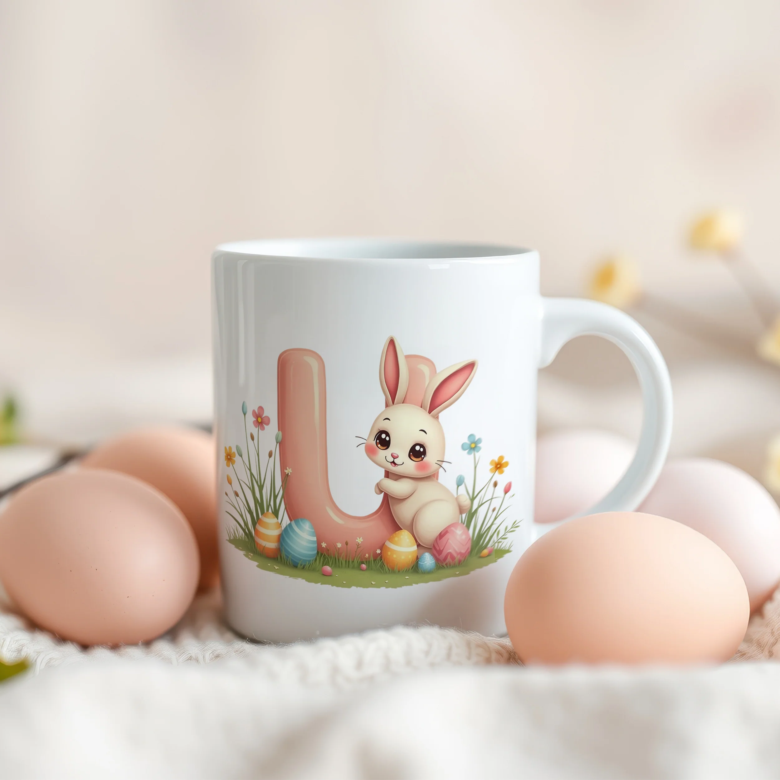 Tasse Hase mit Buchstaben U - Image 3