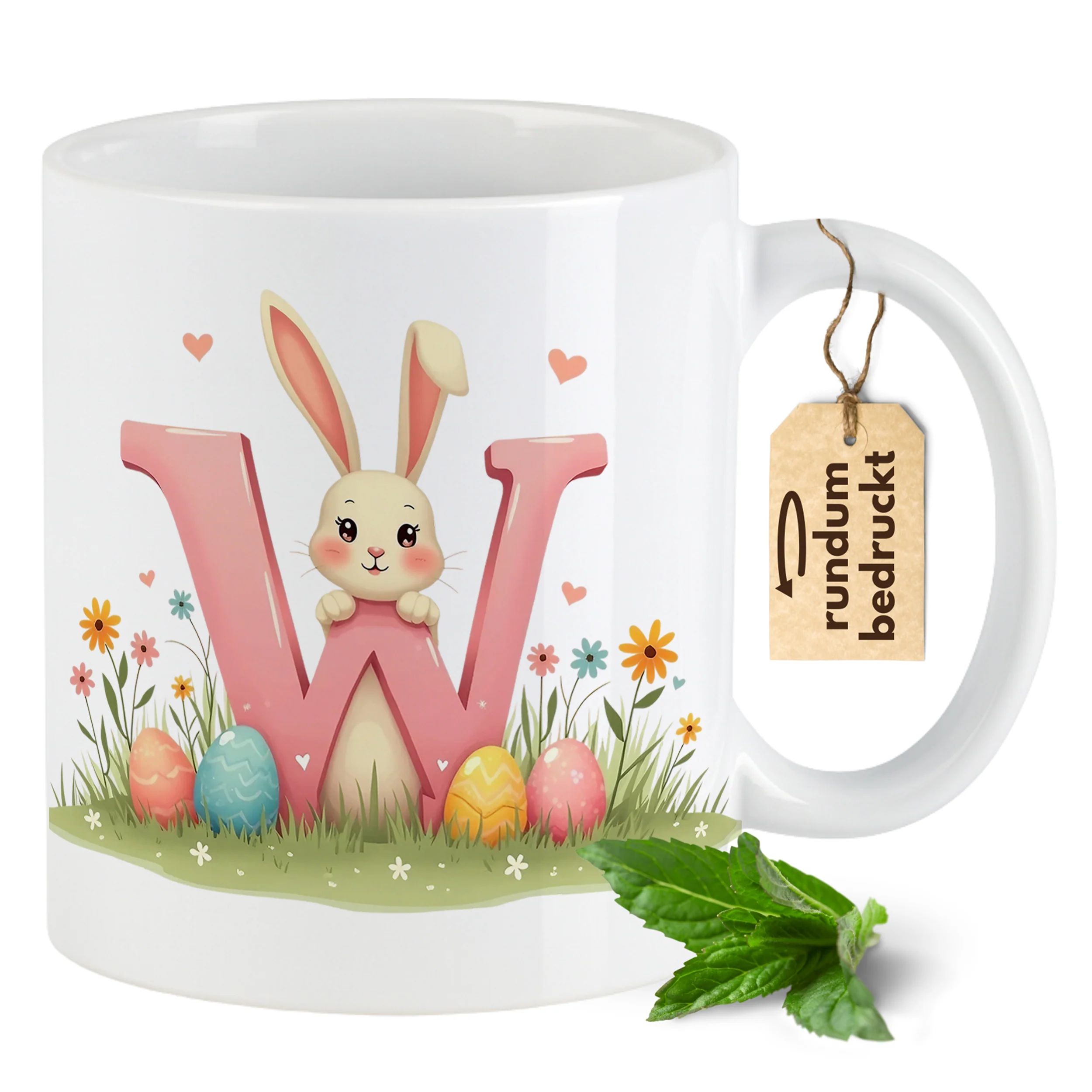 Tasse Hase mit Buchstaben W