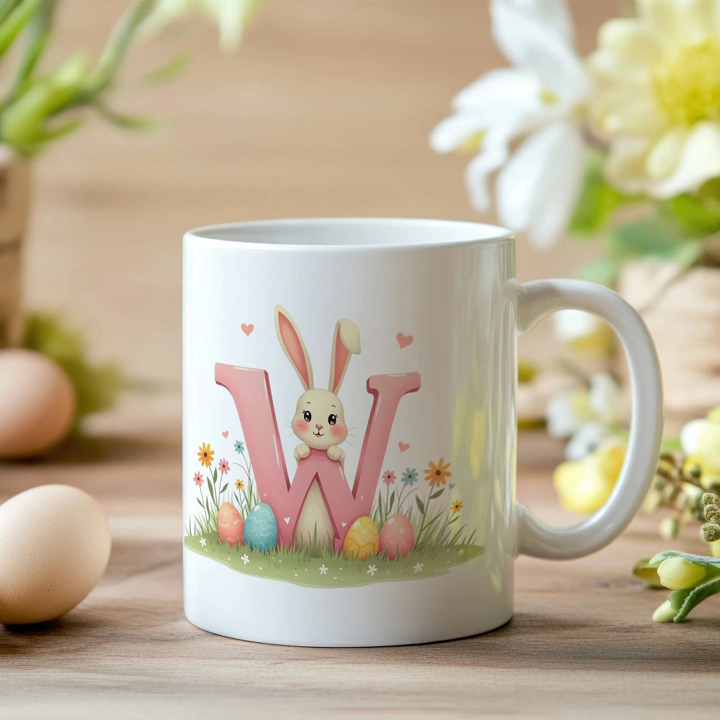 Tasse Hase mit Buchstaben W - Image 2