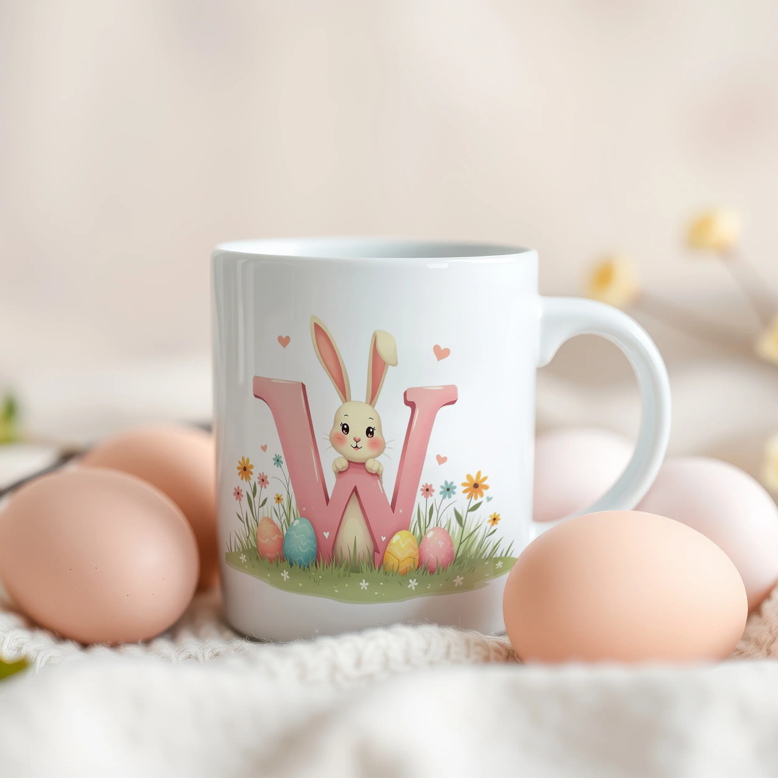 Tasse Hase mit Buchstaben W - Image 3