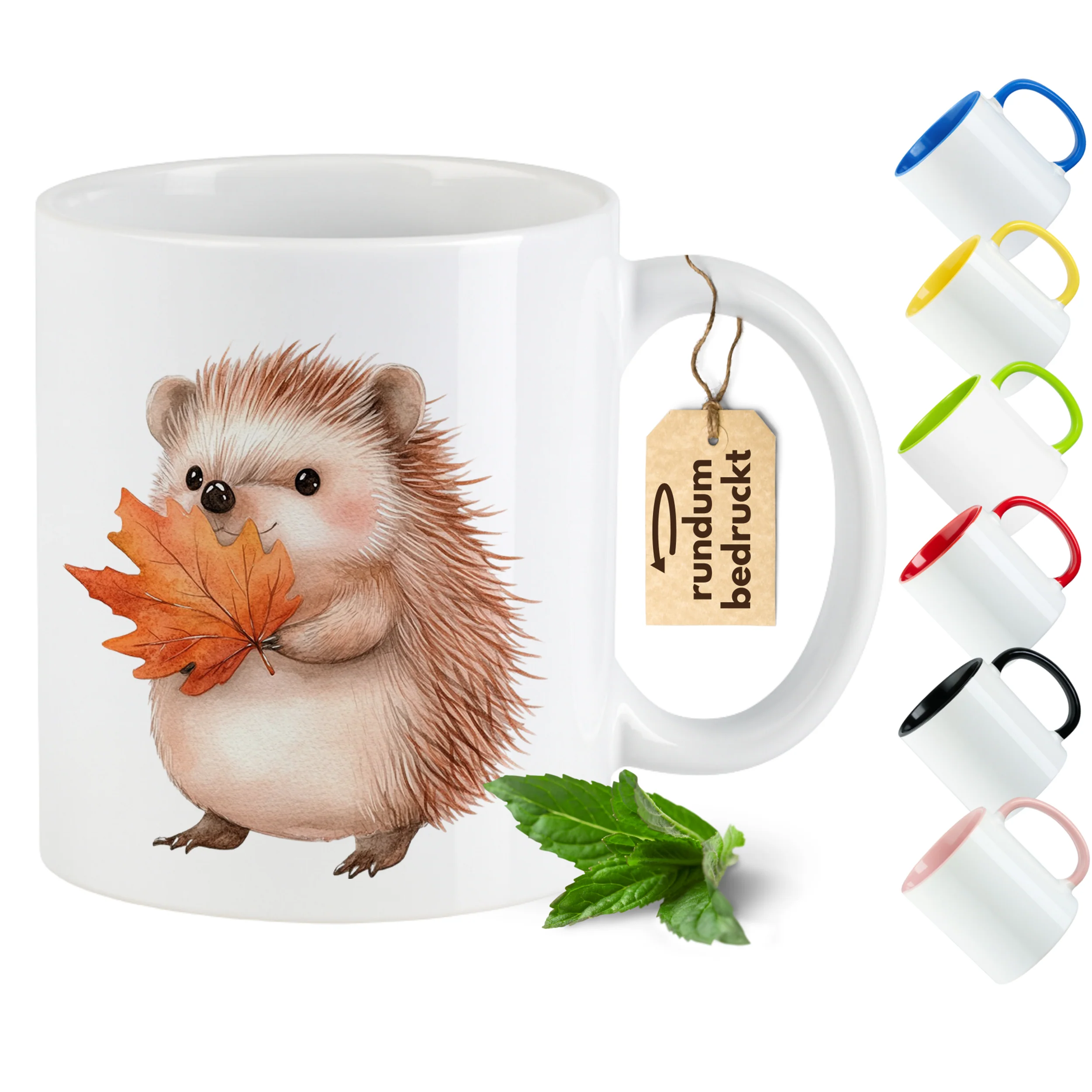Tasse Igel mit Herbstblatt - Image 2