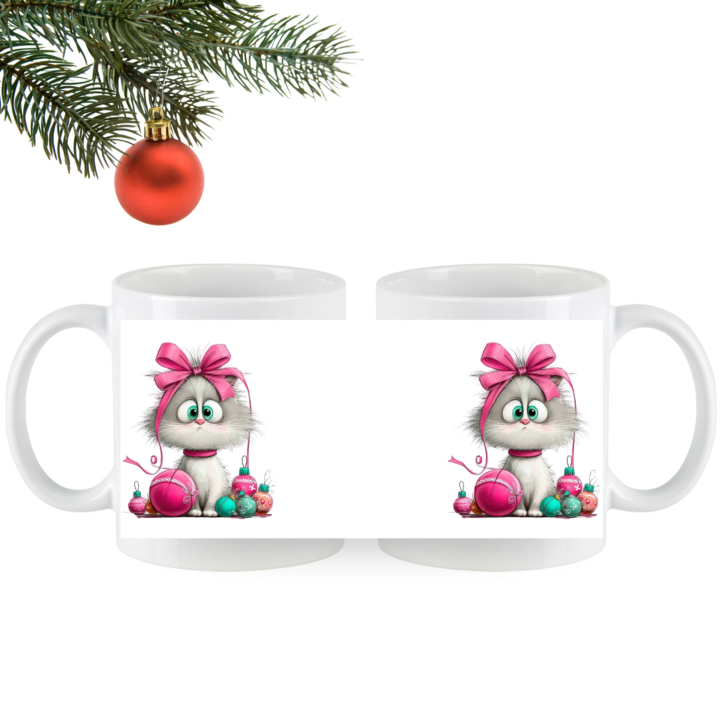 Tasse Kätzchen mit Weihnachtskugeln - Image 5
