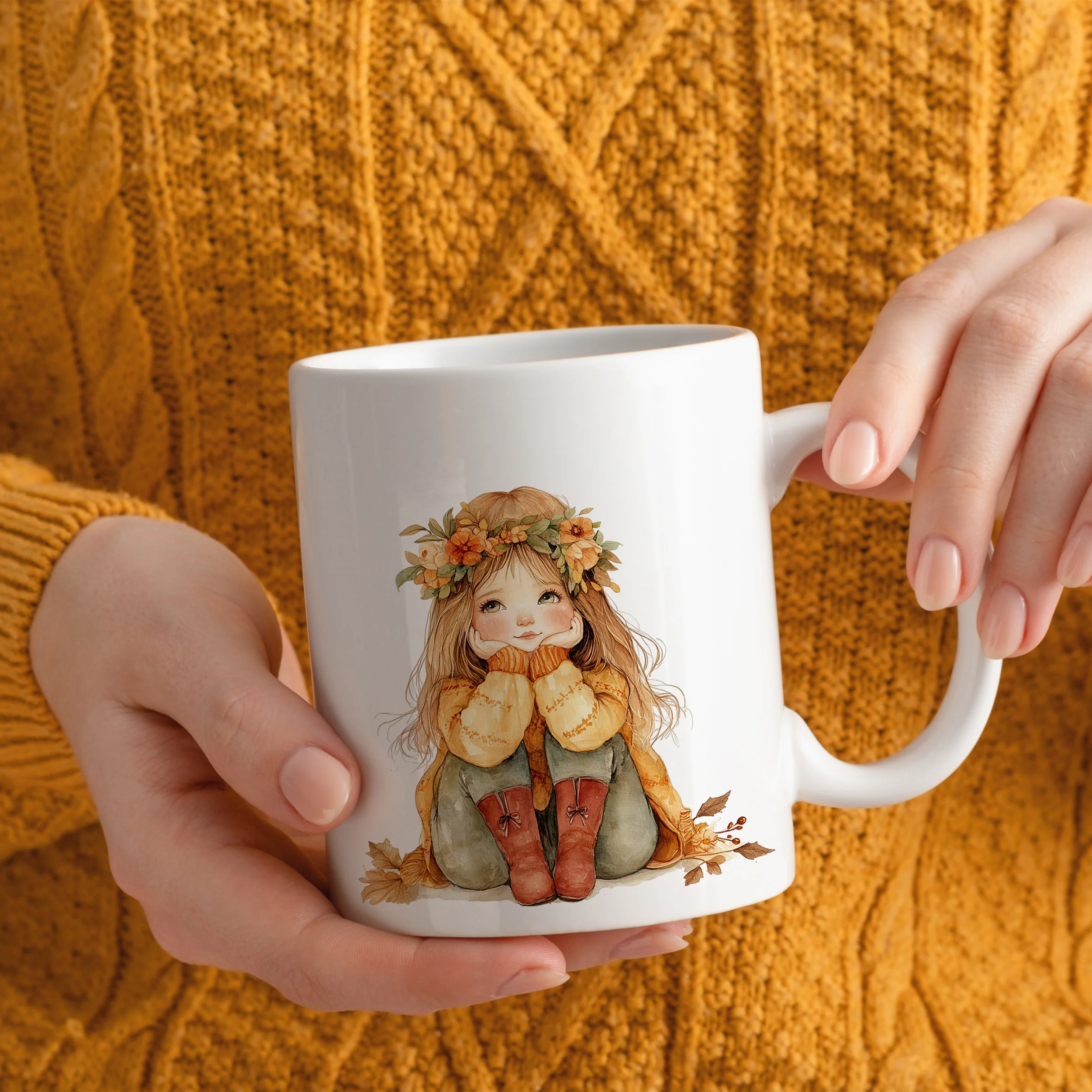 Tasse Lena Keramik mit herbstlichem Mädchen - Image 2
