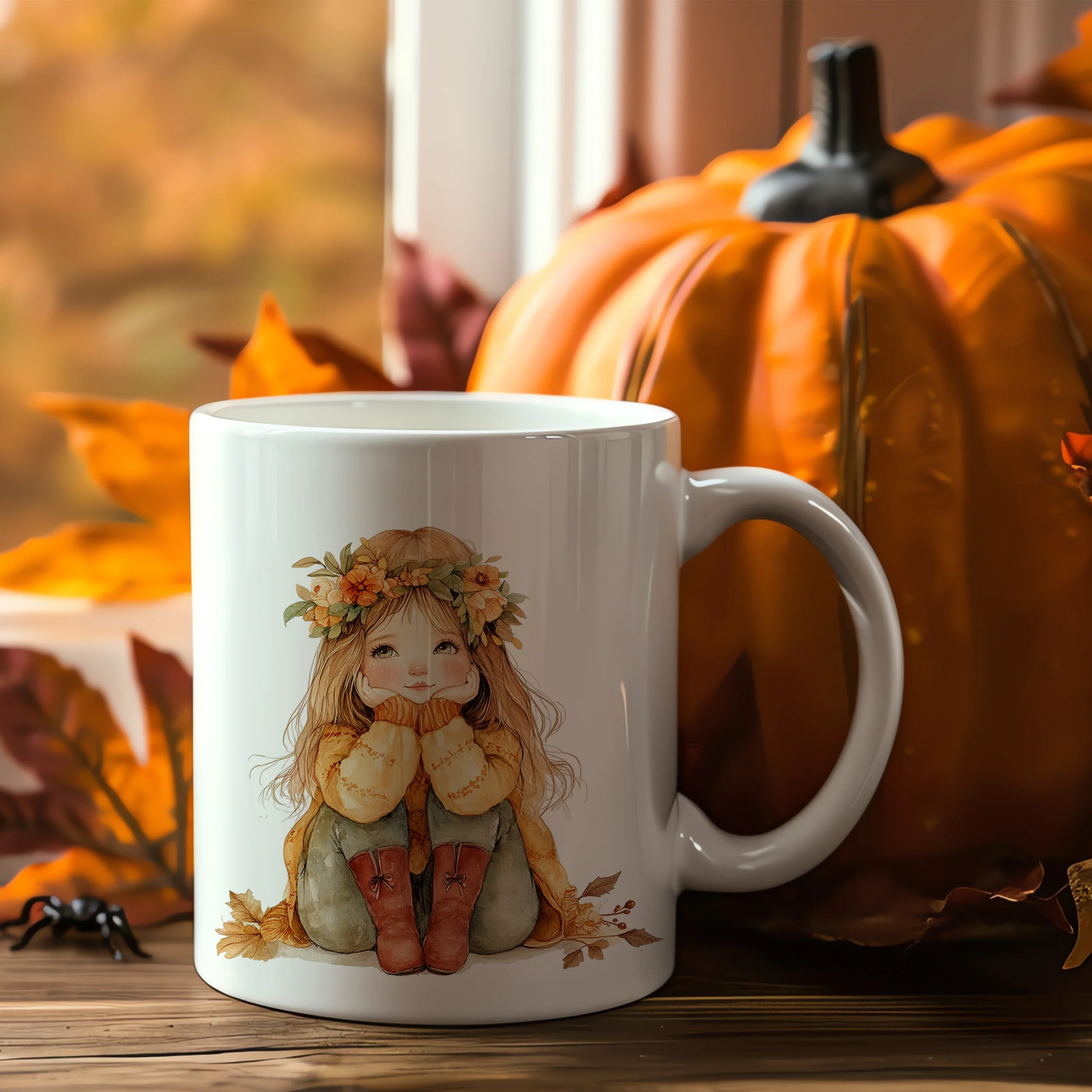 Tasse Lena Keramik mit herbstlichem Mädchen - Image 3