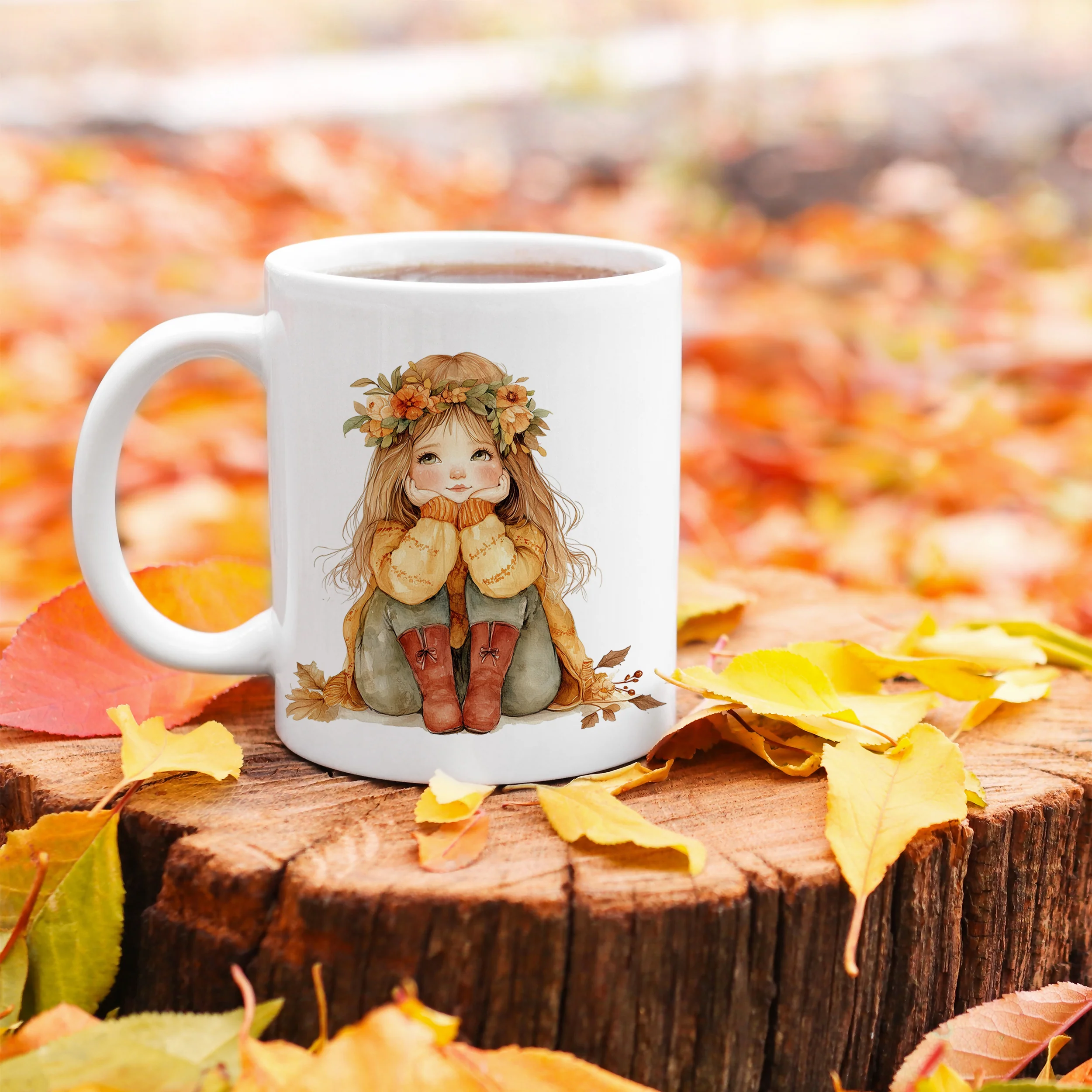Tasse Lena Keramik mit herbstlichem Mädchen - Image 4