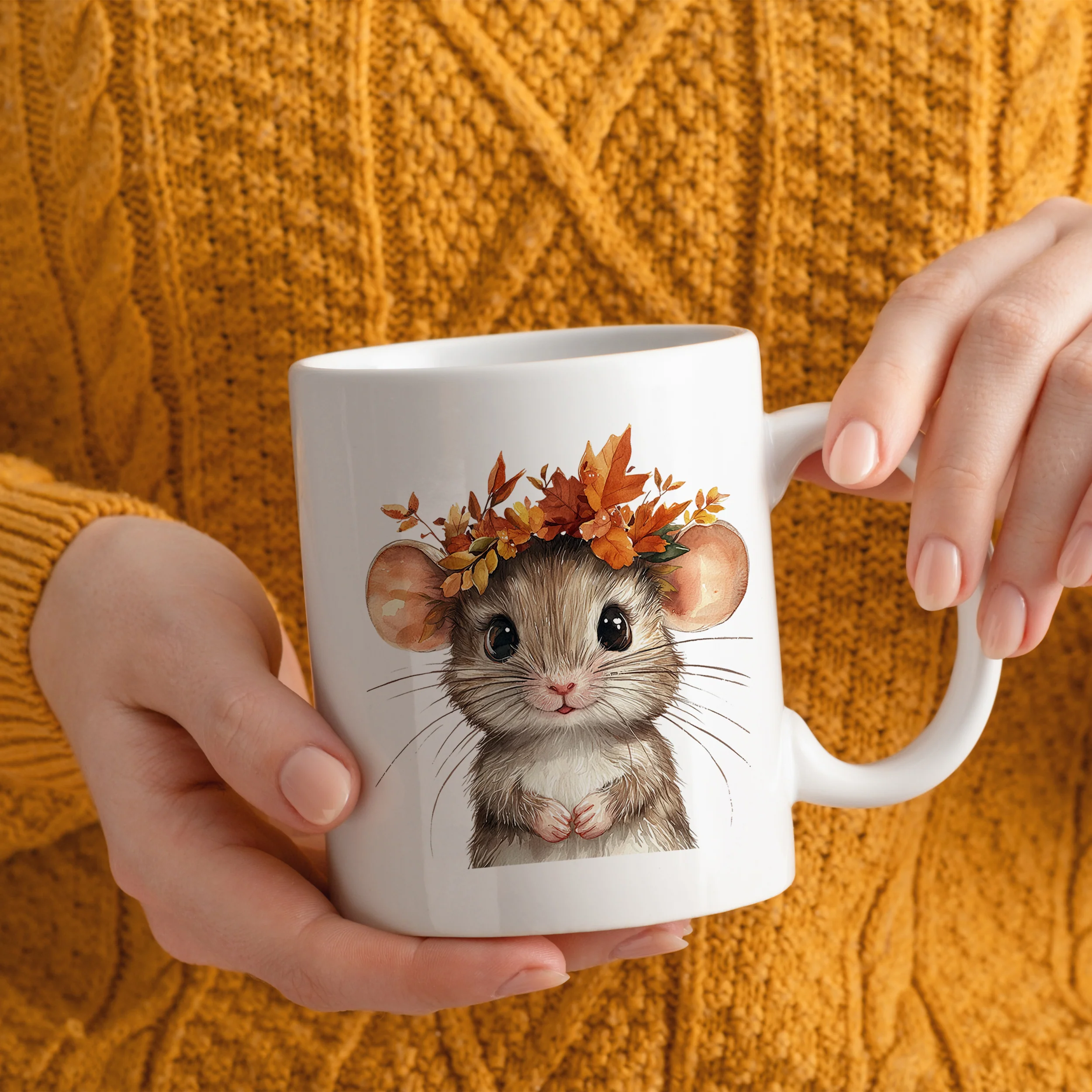 Tasse Maus mit Herbstkranz - Image 2