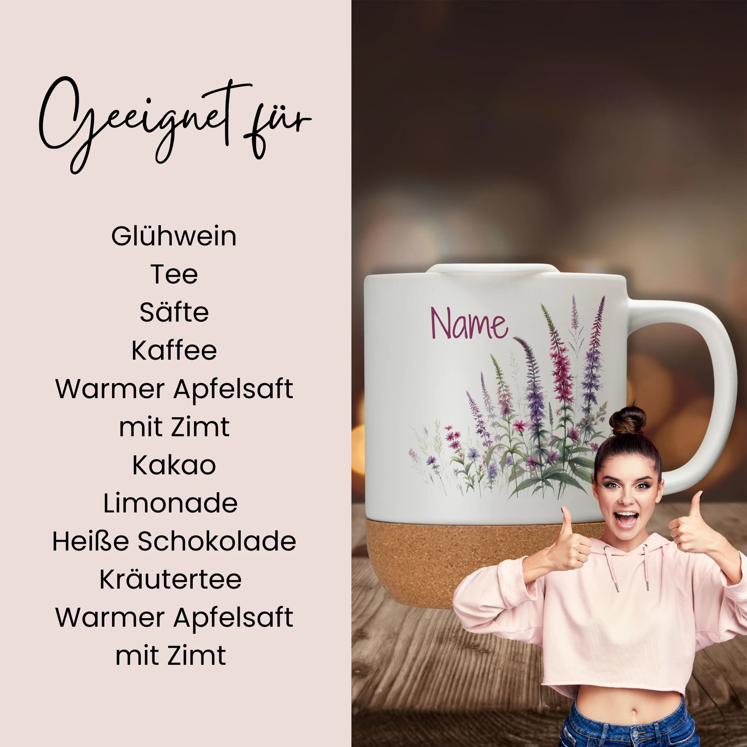 Tasse mit Deckel und Blumenmotiv - Image 2
