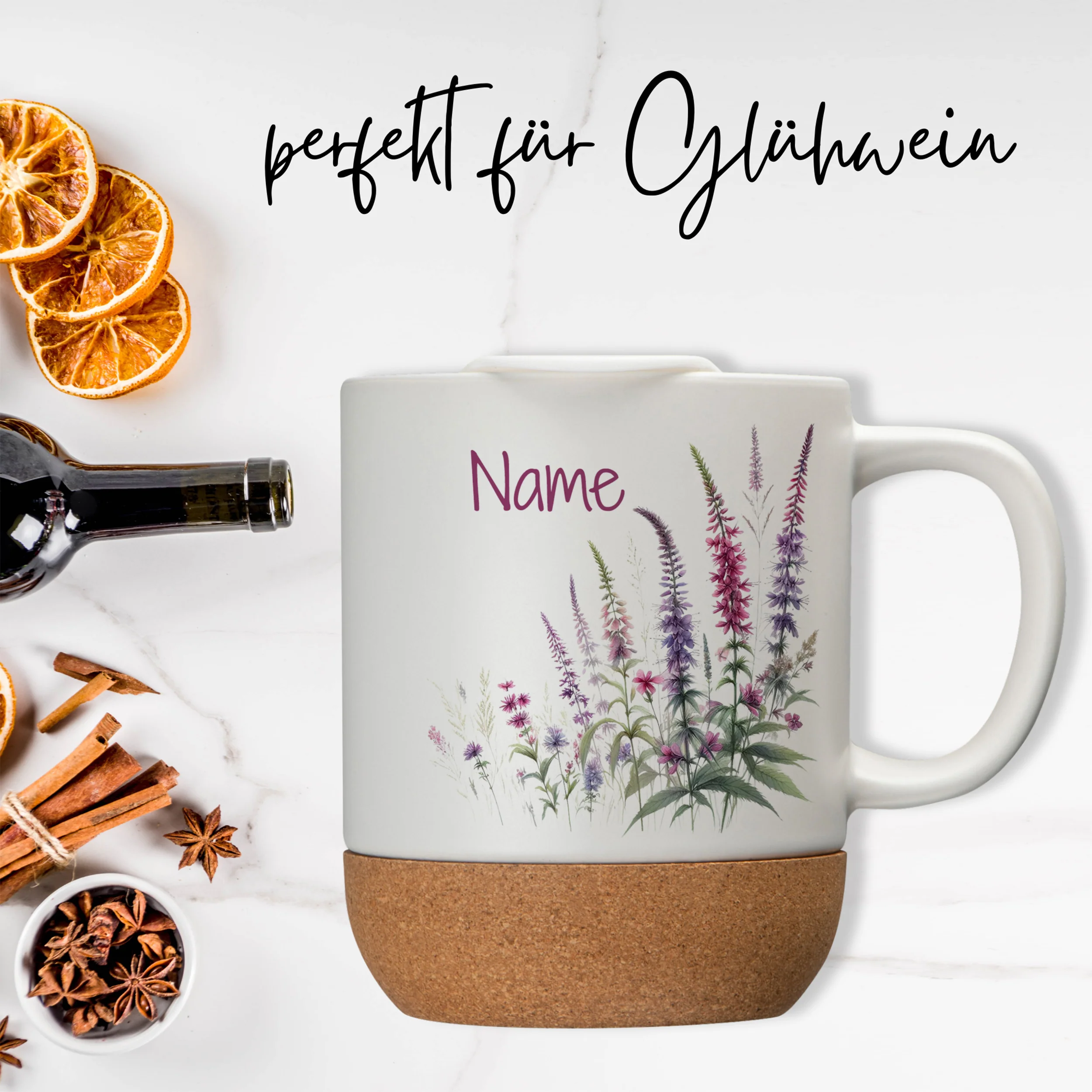 Tasse mit Deckel und Blumenmotiv - Image 3