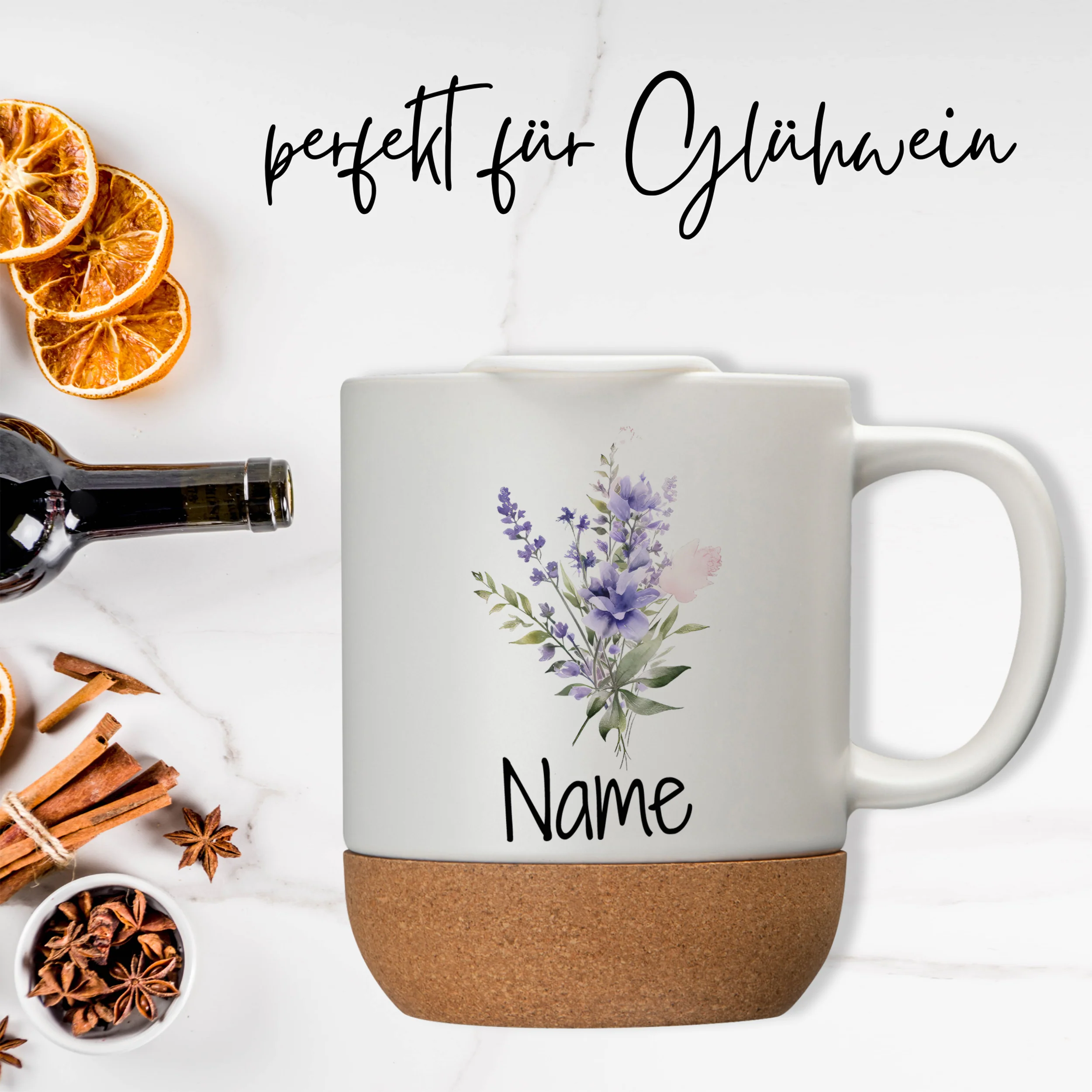 Tasse mit Deckel und Blumenmotiv - Image 3