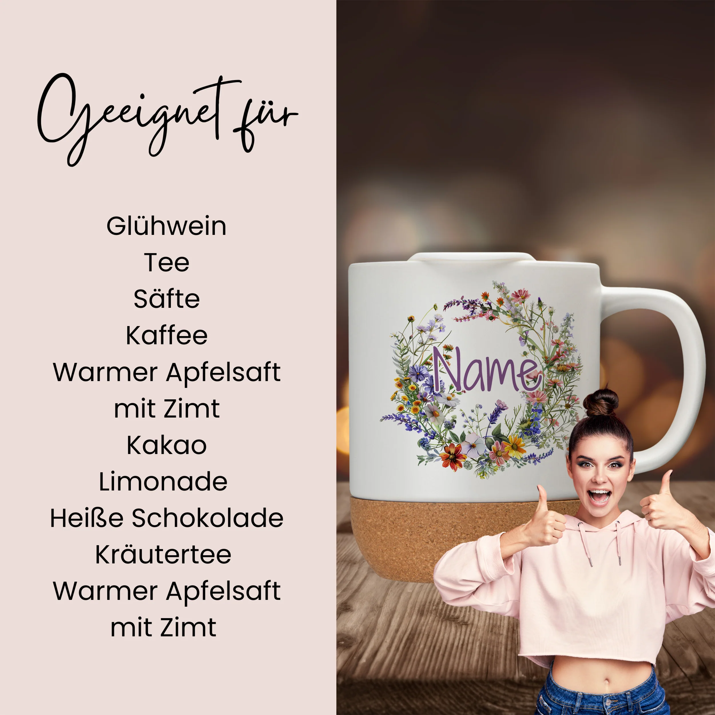 Tasse mit Deckel und Blumenmotiv - Deine persönliche Auszeit - Image 2