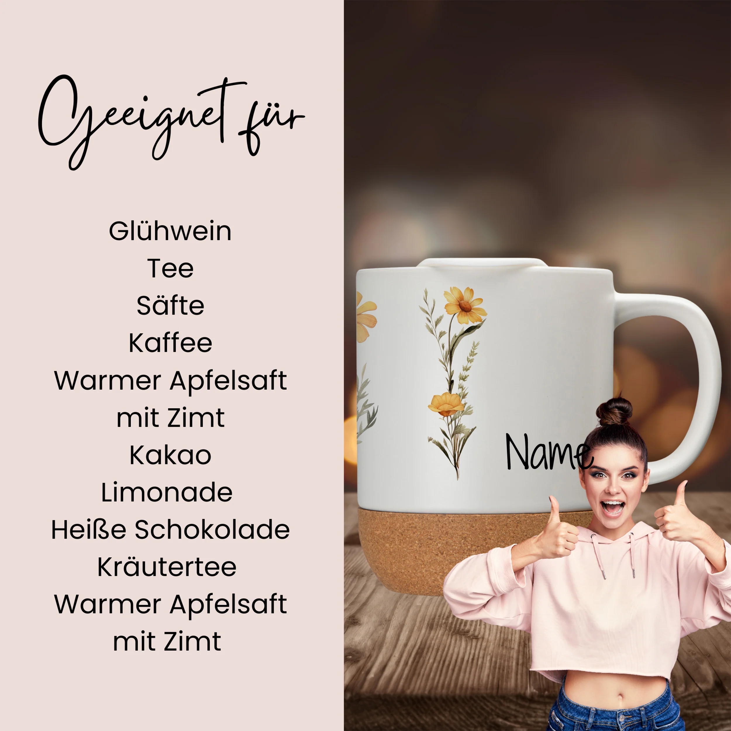 Tasse mit Deckel und floralen Motiven - Dein persönlicher Genuss - Image 2