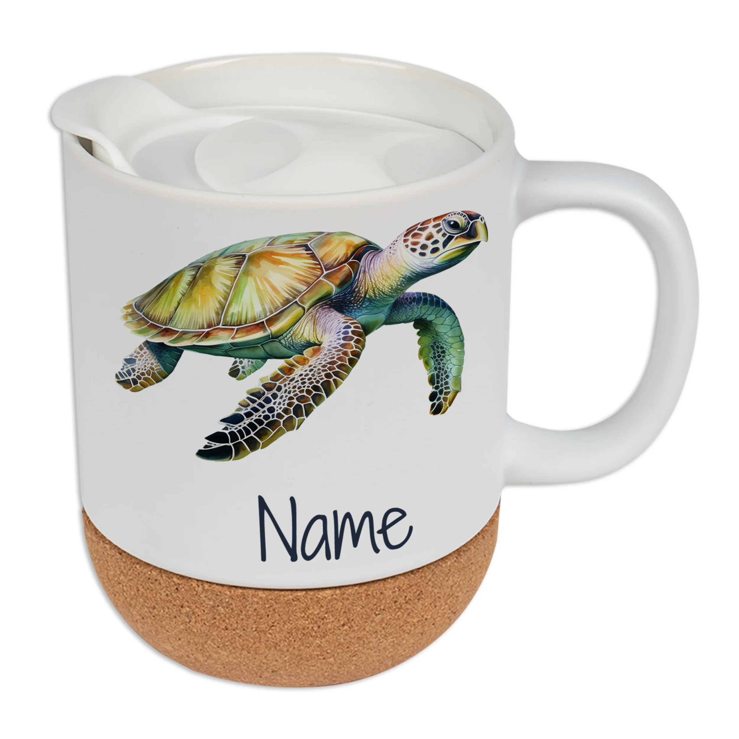 Tasse mit Deckel und Korkboden
