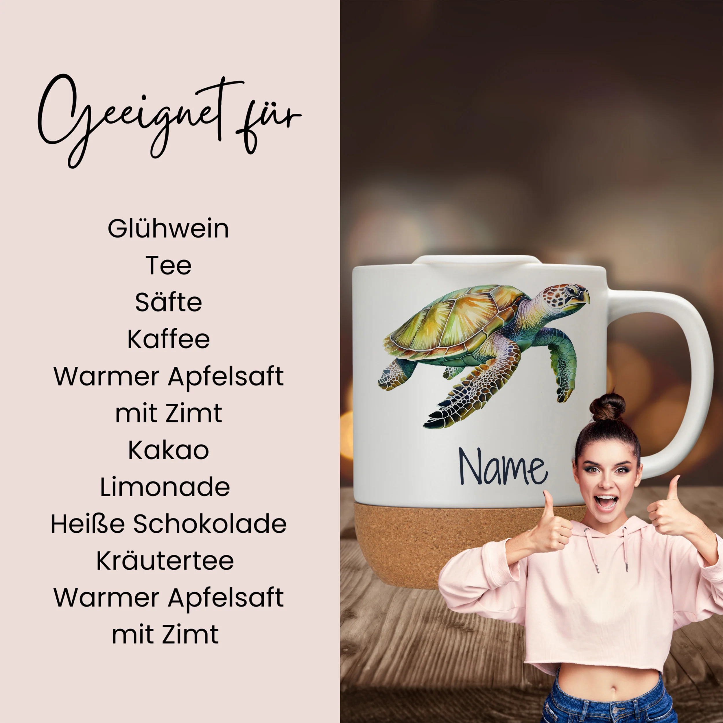 Tasse mit Deckel und Korkboden - Image 2