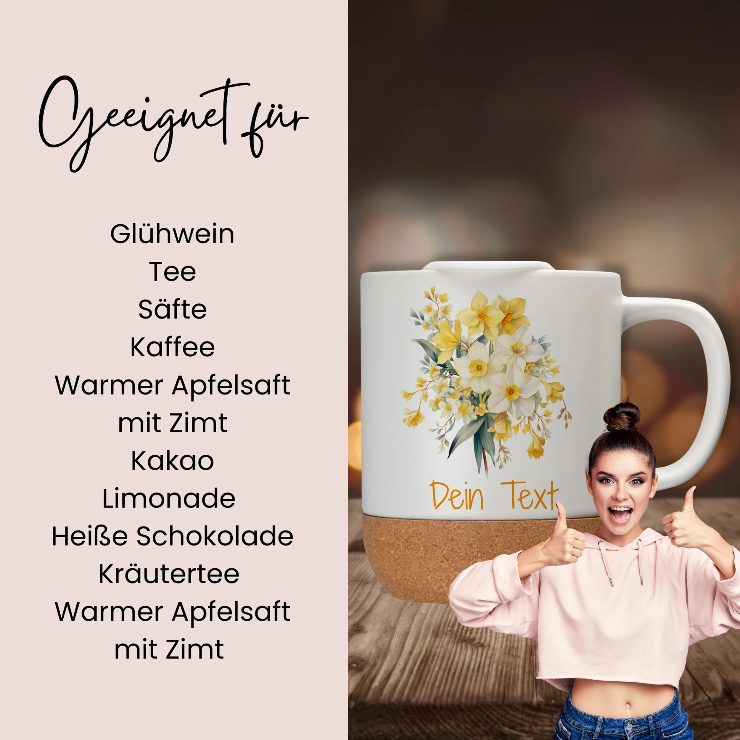 Tasse mit Deckel und Korkboden - Blütenzauber für deinen Moment - Image 2