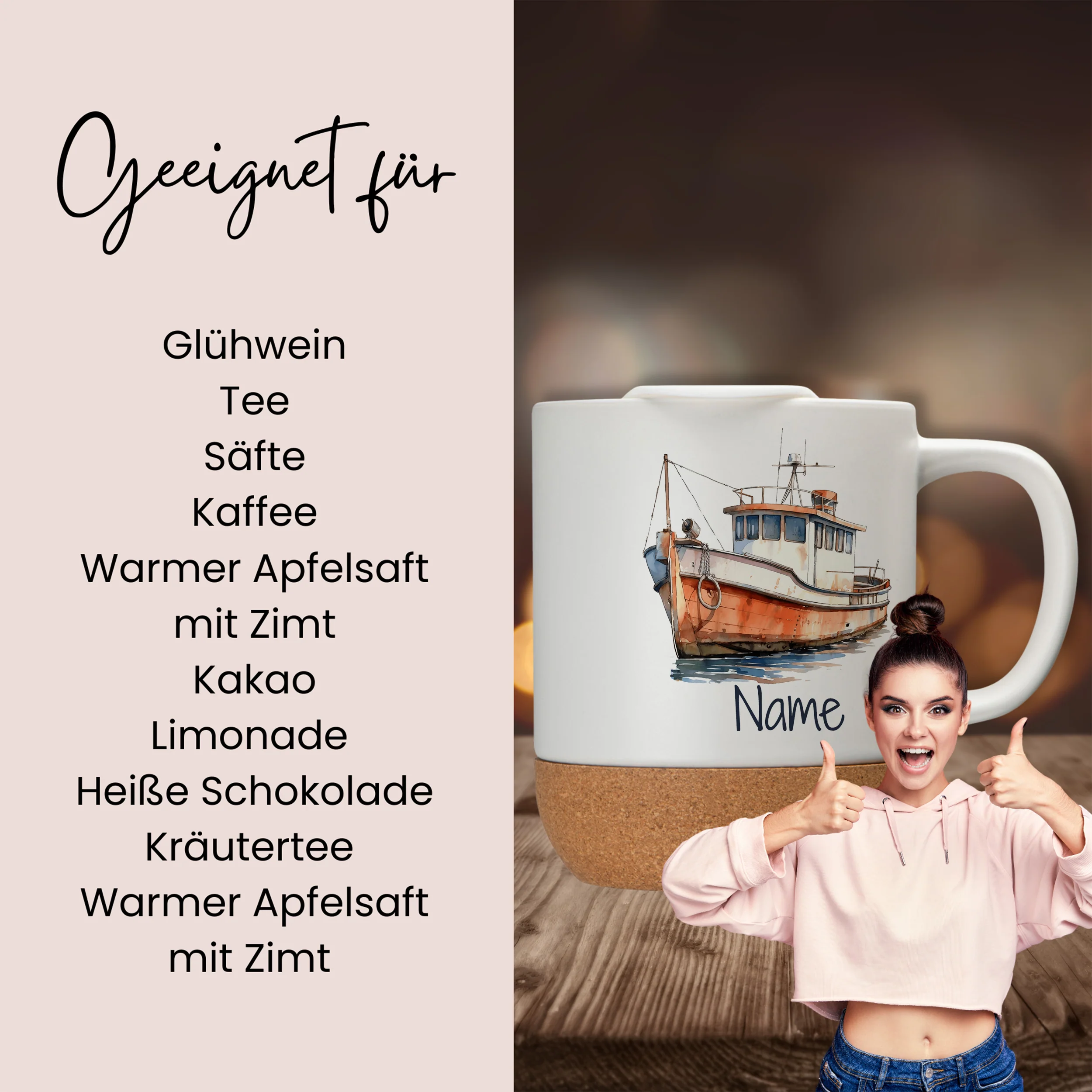Tasse mit Deckel und Korkboden - Für Liebhaber maritimer Abenteuer - Image 2