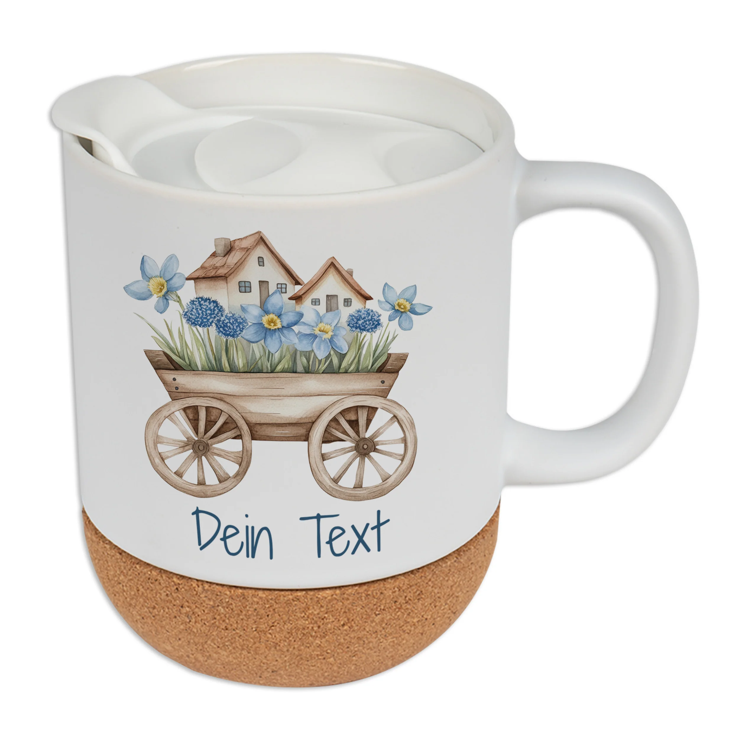 Tasse mit Deckel und Korkboden mit Igel