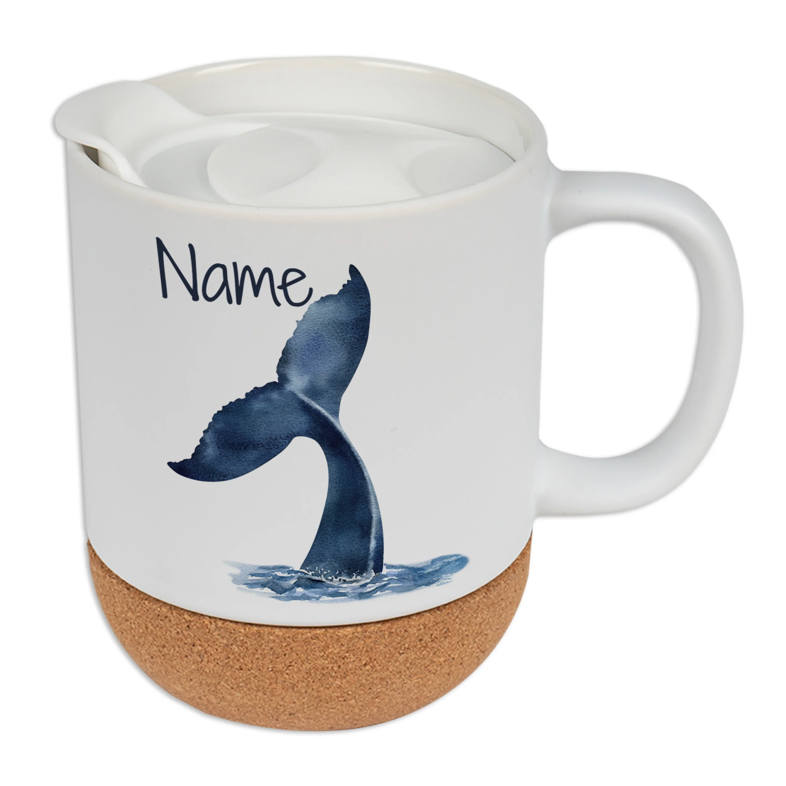 Tasse mit Deckel und Korkboden - Wellenzauber für deinen Kaffee
