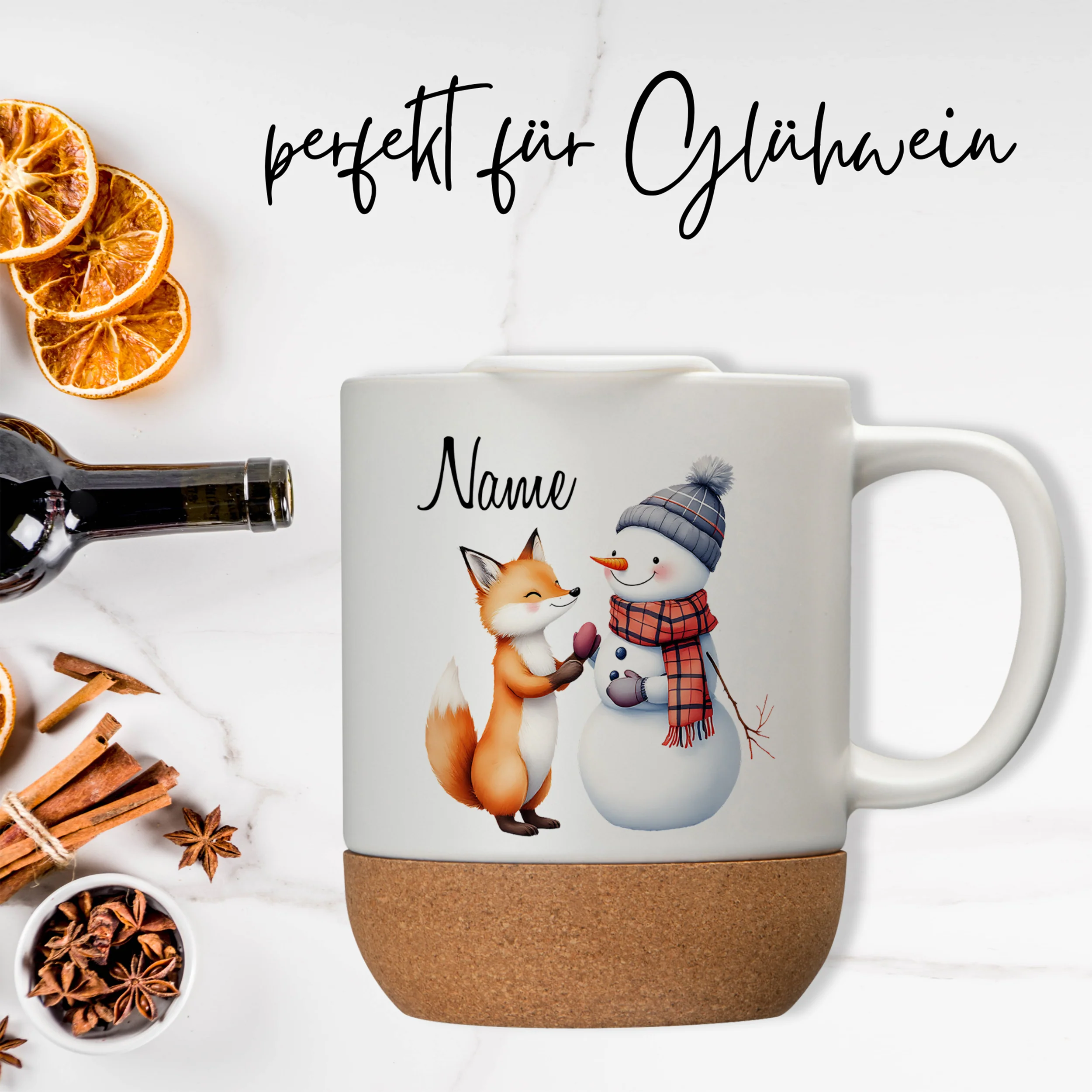 Tasse mit Deckel und Korkboden - Winterliche Freundschaft - Image 3