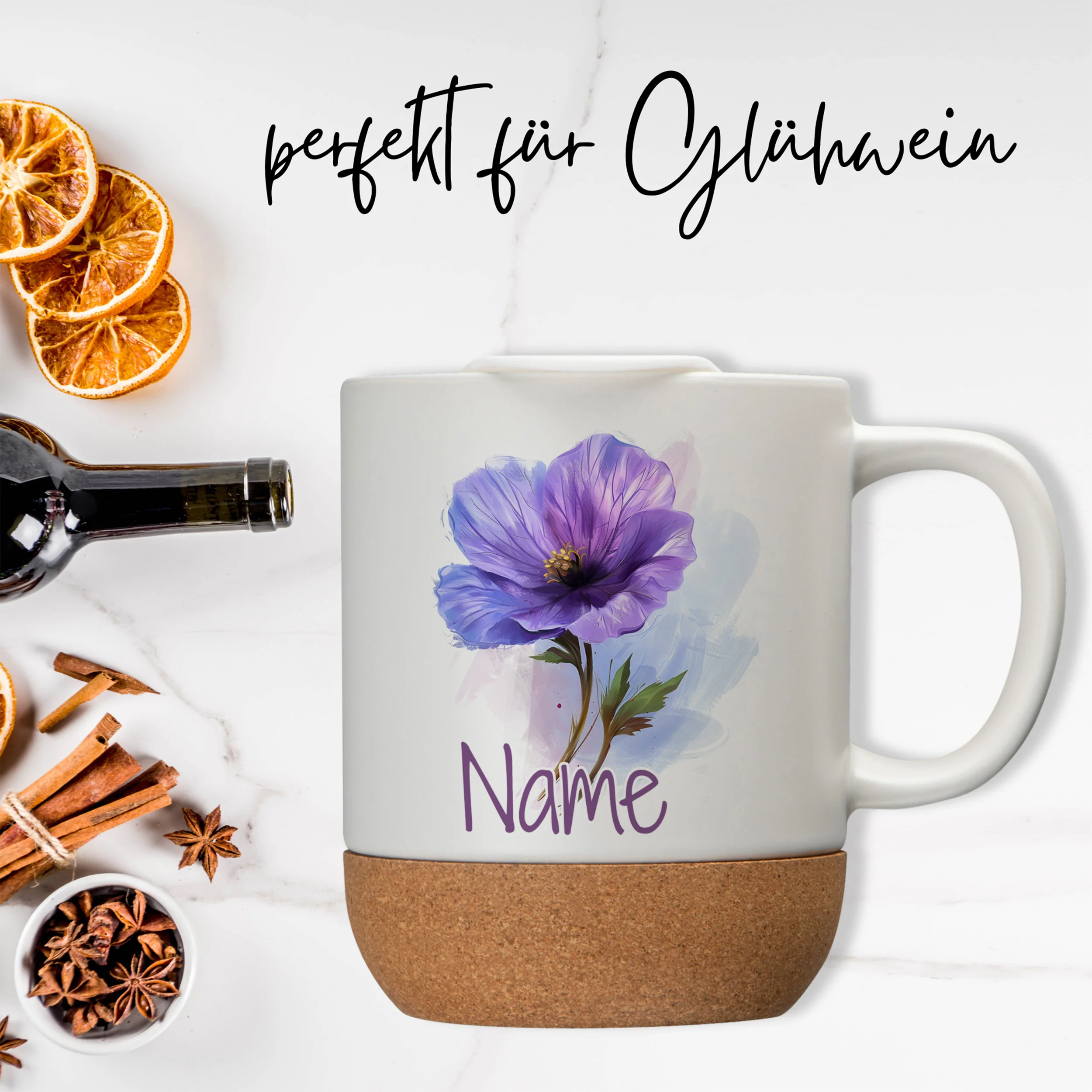 Tasse mit Deckel und lila Blüte - Für deine persönlichen Momente - Image 3