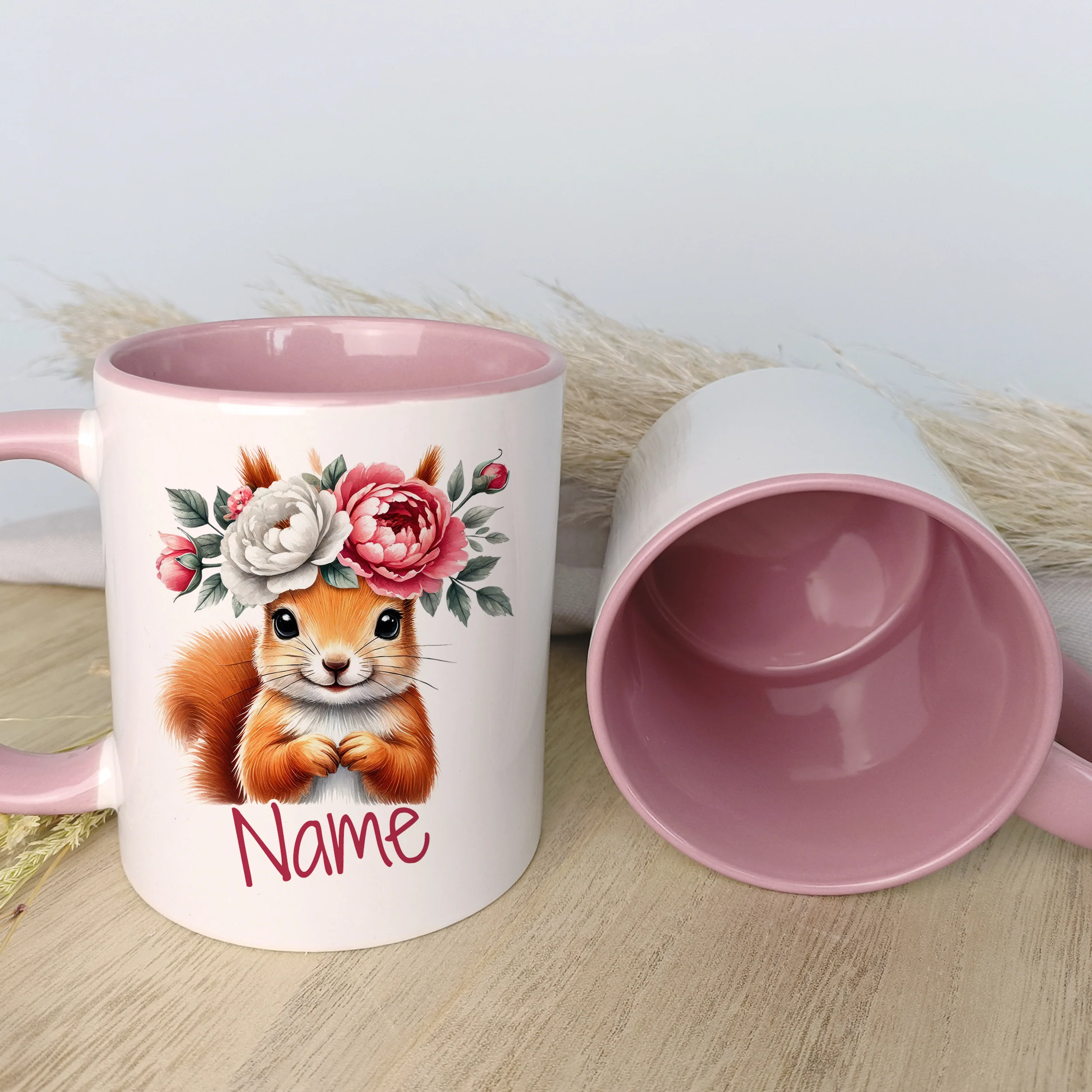 Tasse mit Eichhörnchen und Blumen - Image 3