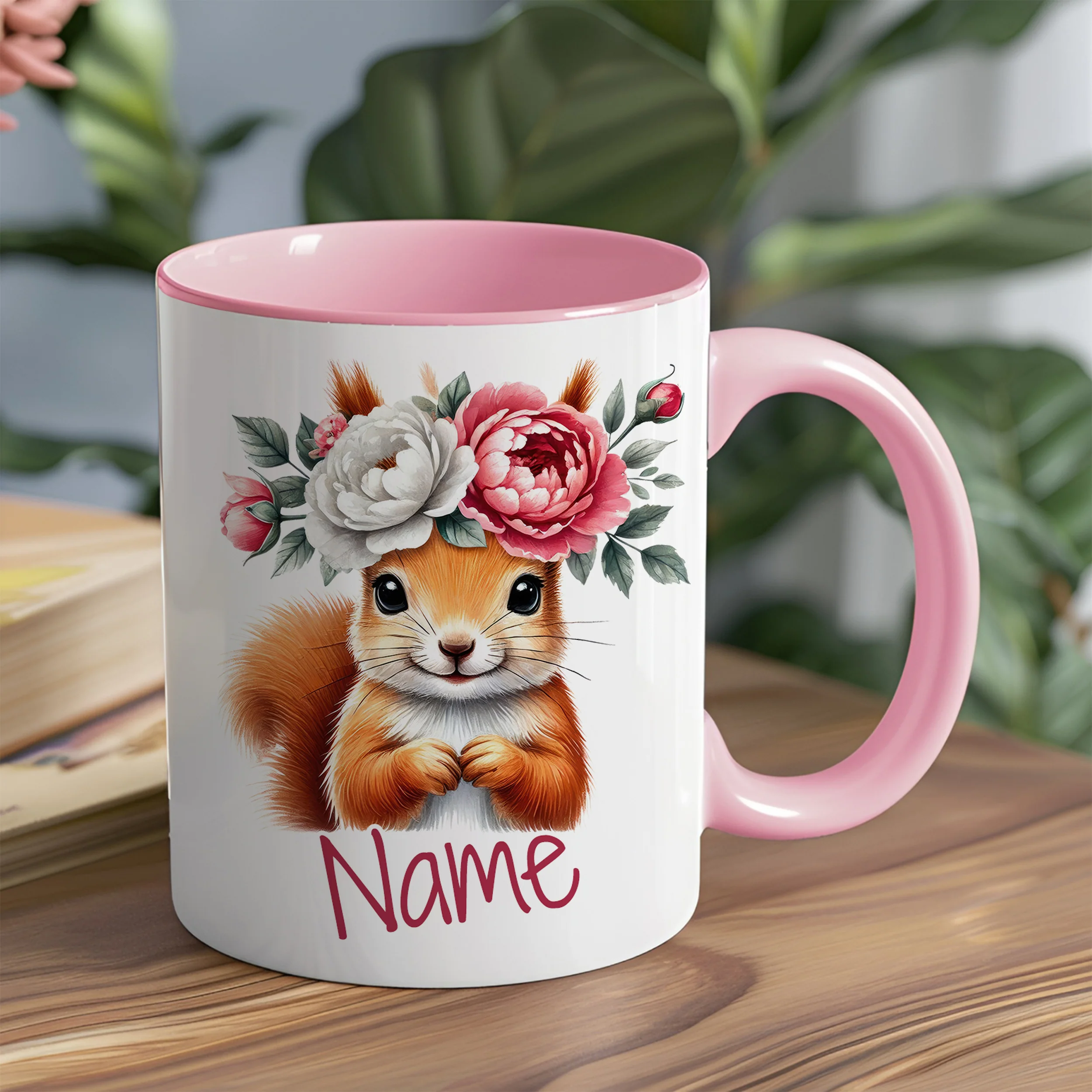 Tasse mit Eichhörnchen und Blumen - Image 5