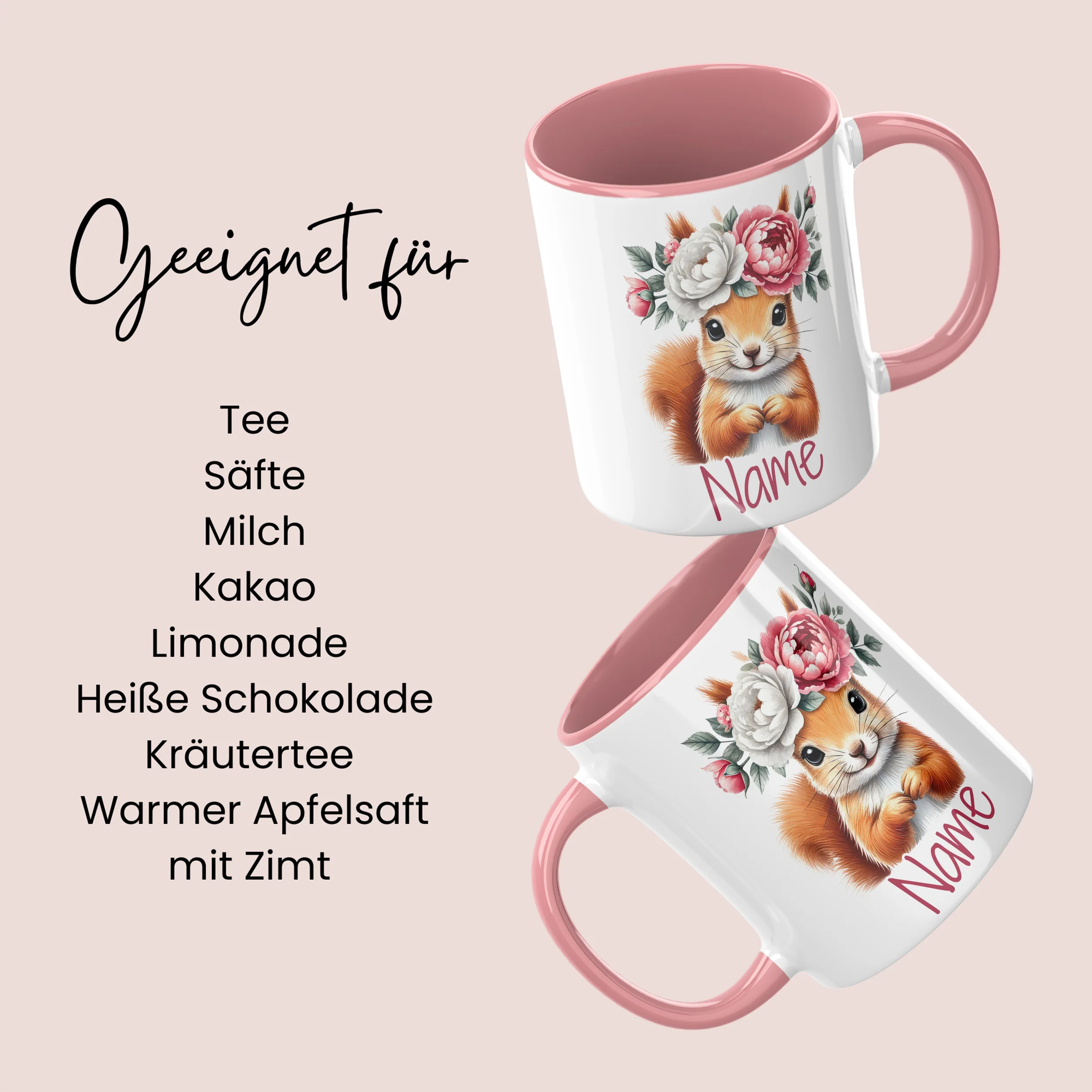 Tasse mit Eichhörnchen und Blumen - Image 6