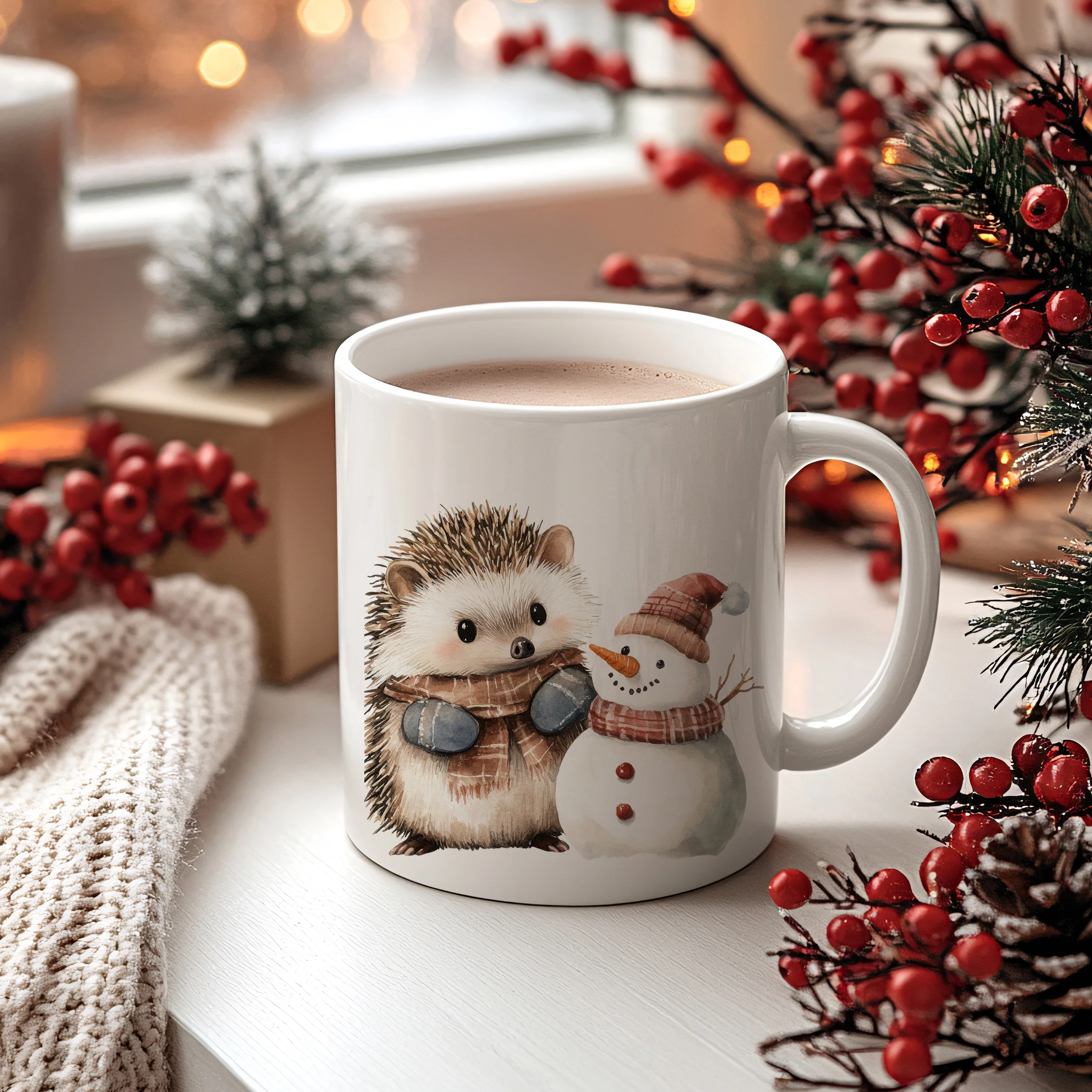Tasse mit Igel und Schneemann - Image 2