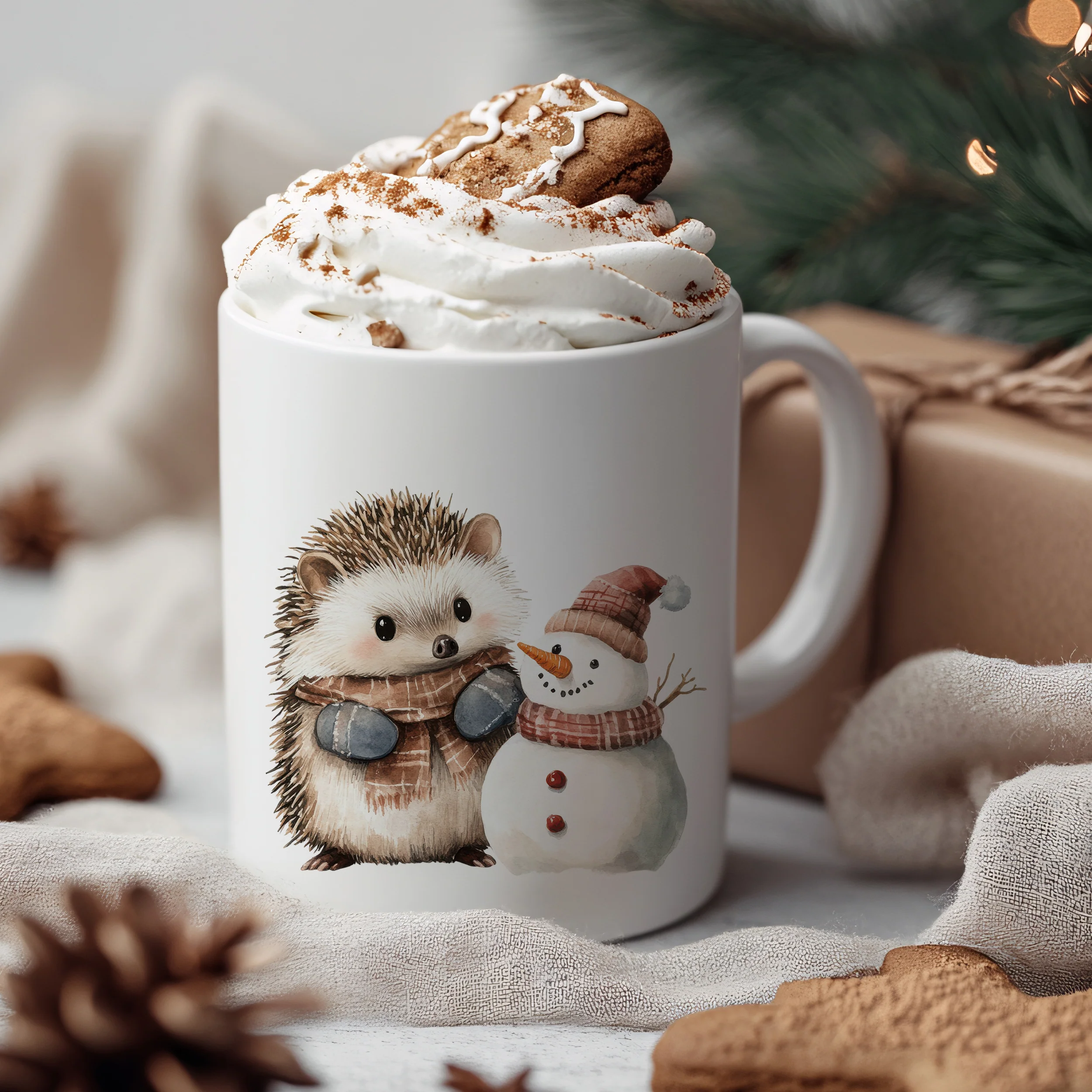 Tasse mit Igel und Schneemann - Image 3