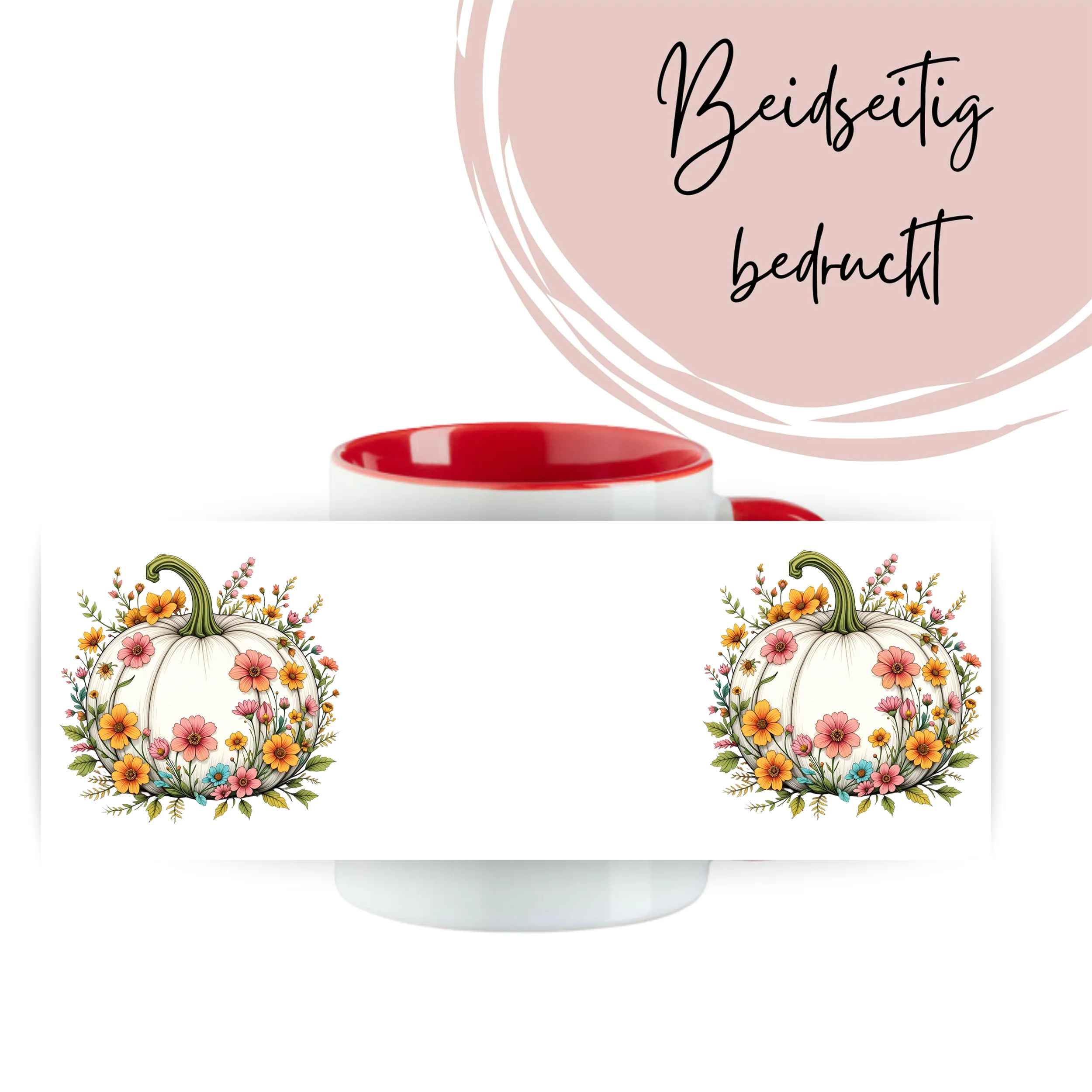 Tasse mit Kürbis und Blumen - Image 3
