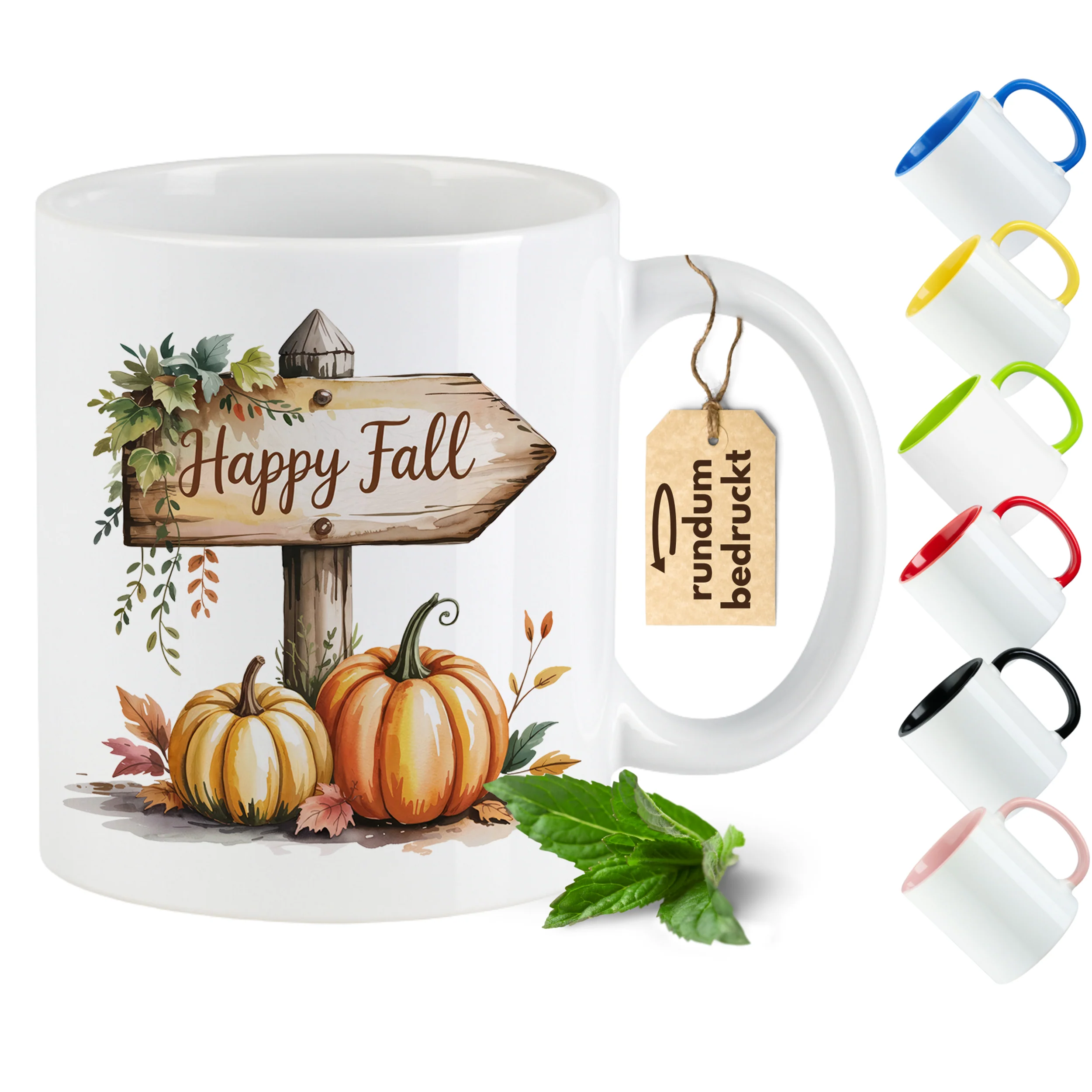 Tasse mit Kürbissen