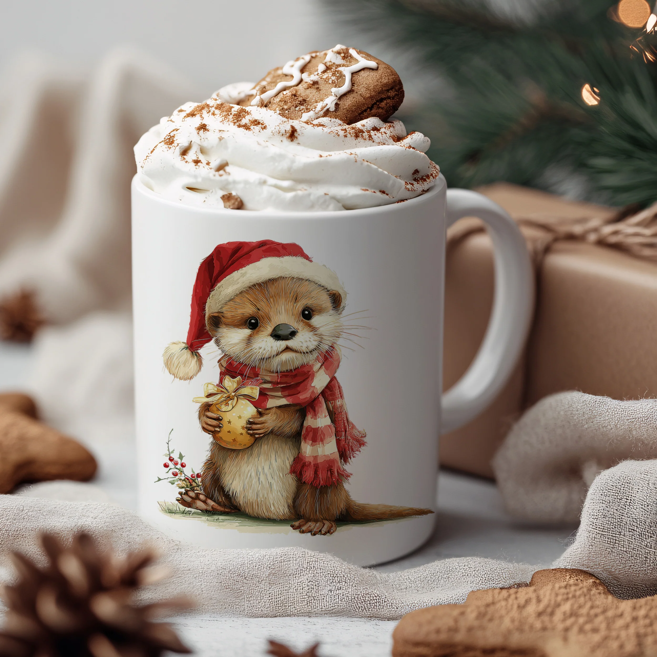 Tasse mit Otter im Weihnachtslook - Image 3