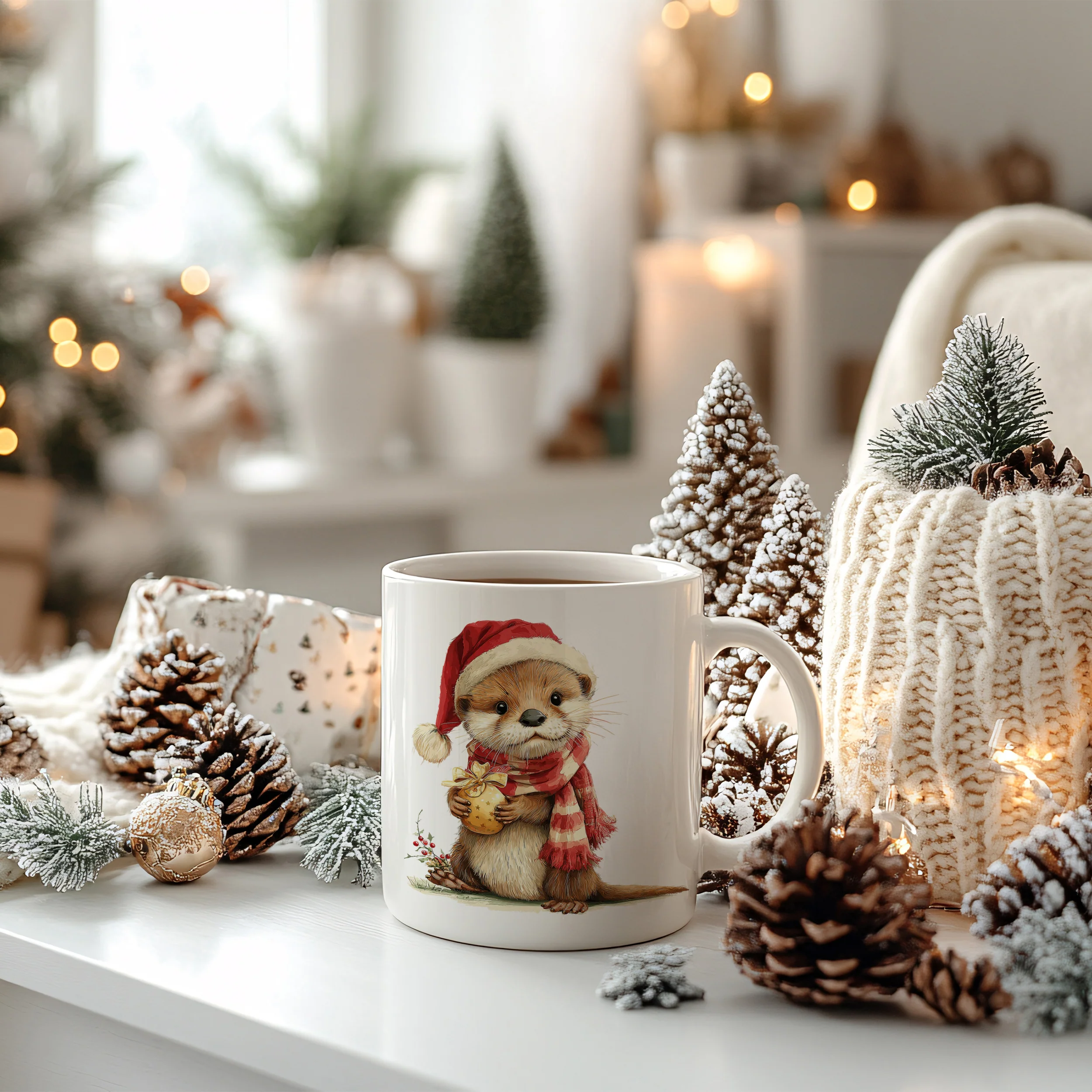 Tasse mit Otter im Weihnachtslook - Image 4