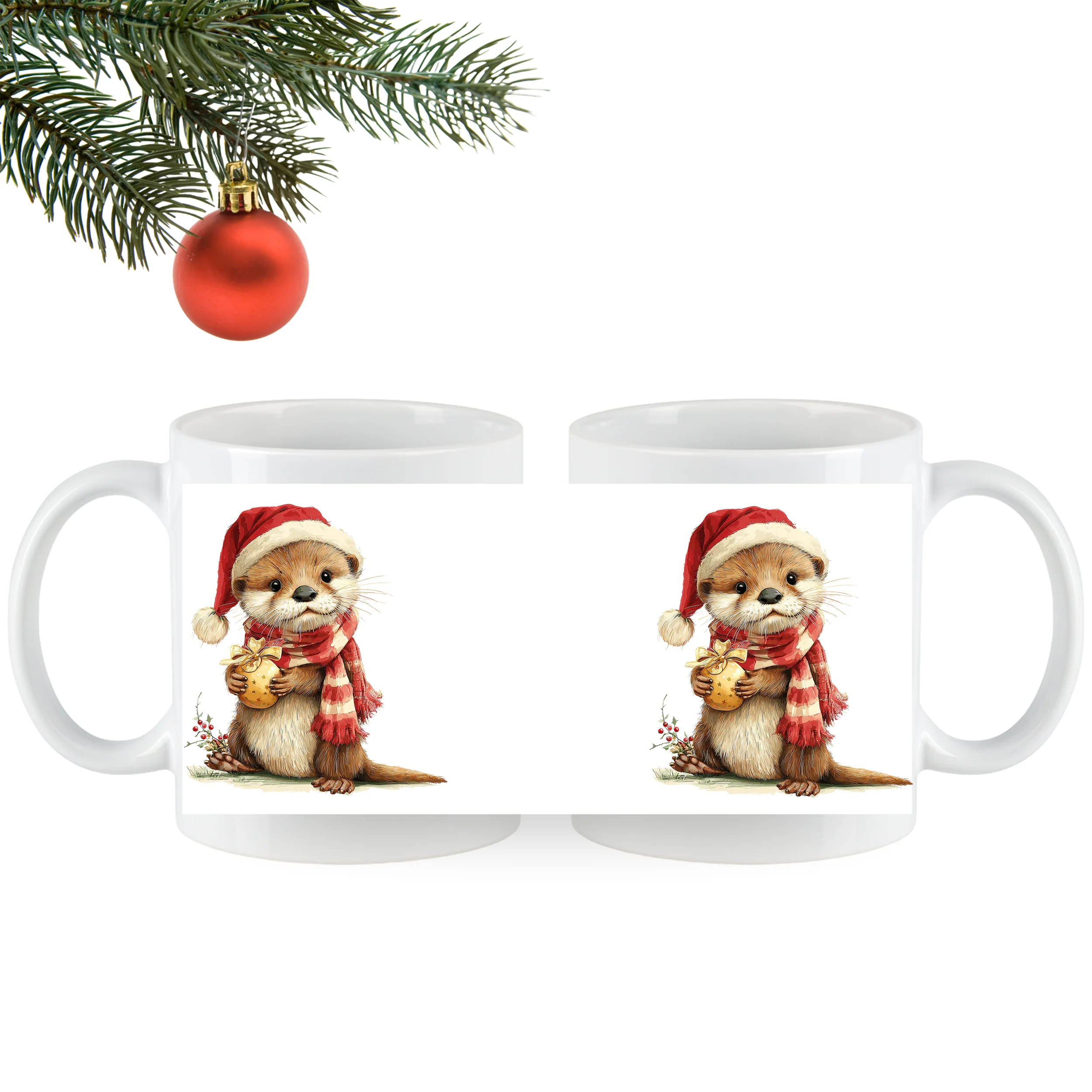 Tasse mit Otter im Weihnachtslook - Image 5