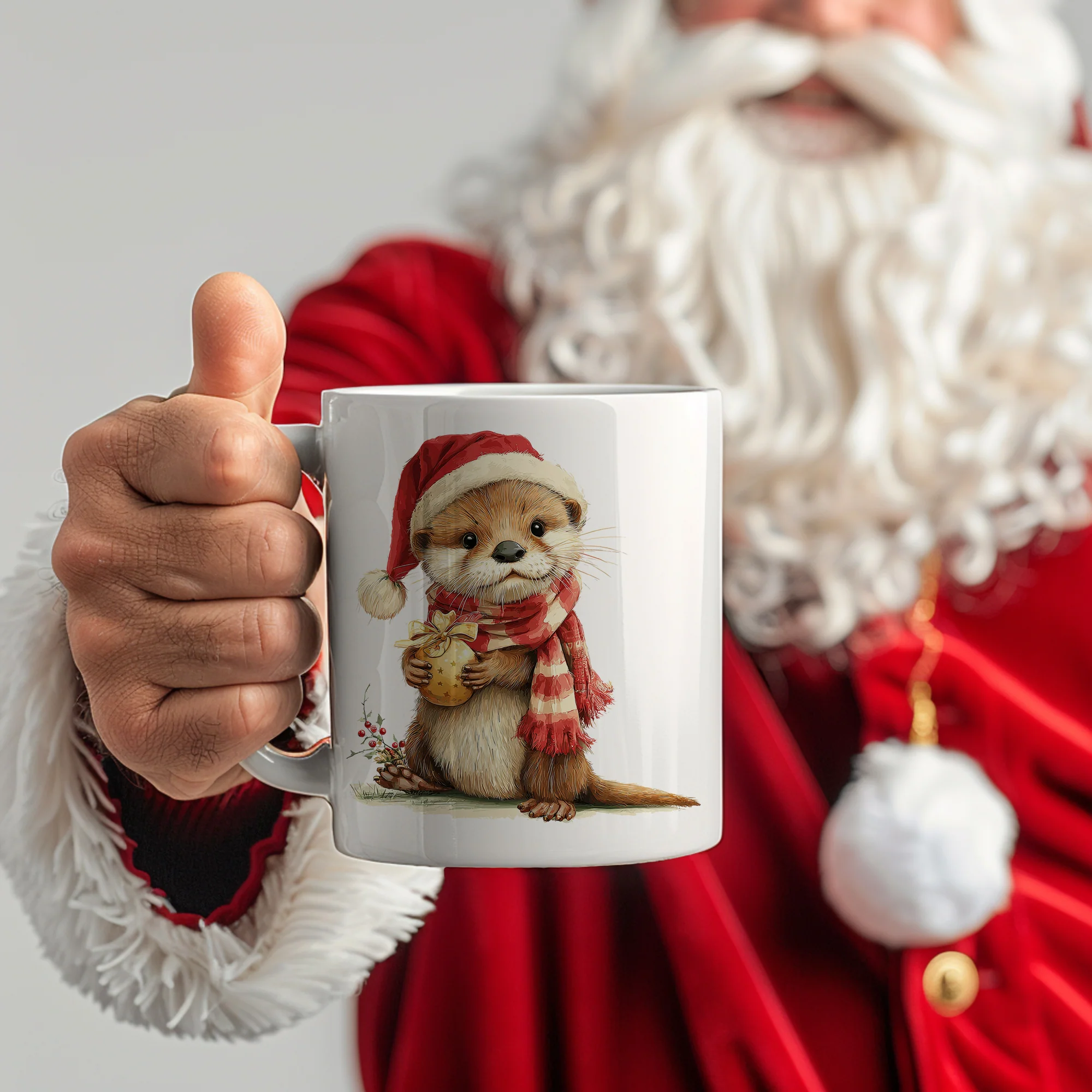 Tasse mit Otter im Weihnachtslook - Image 6